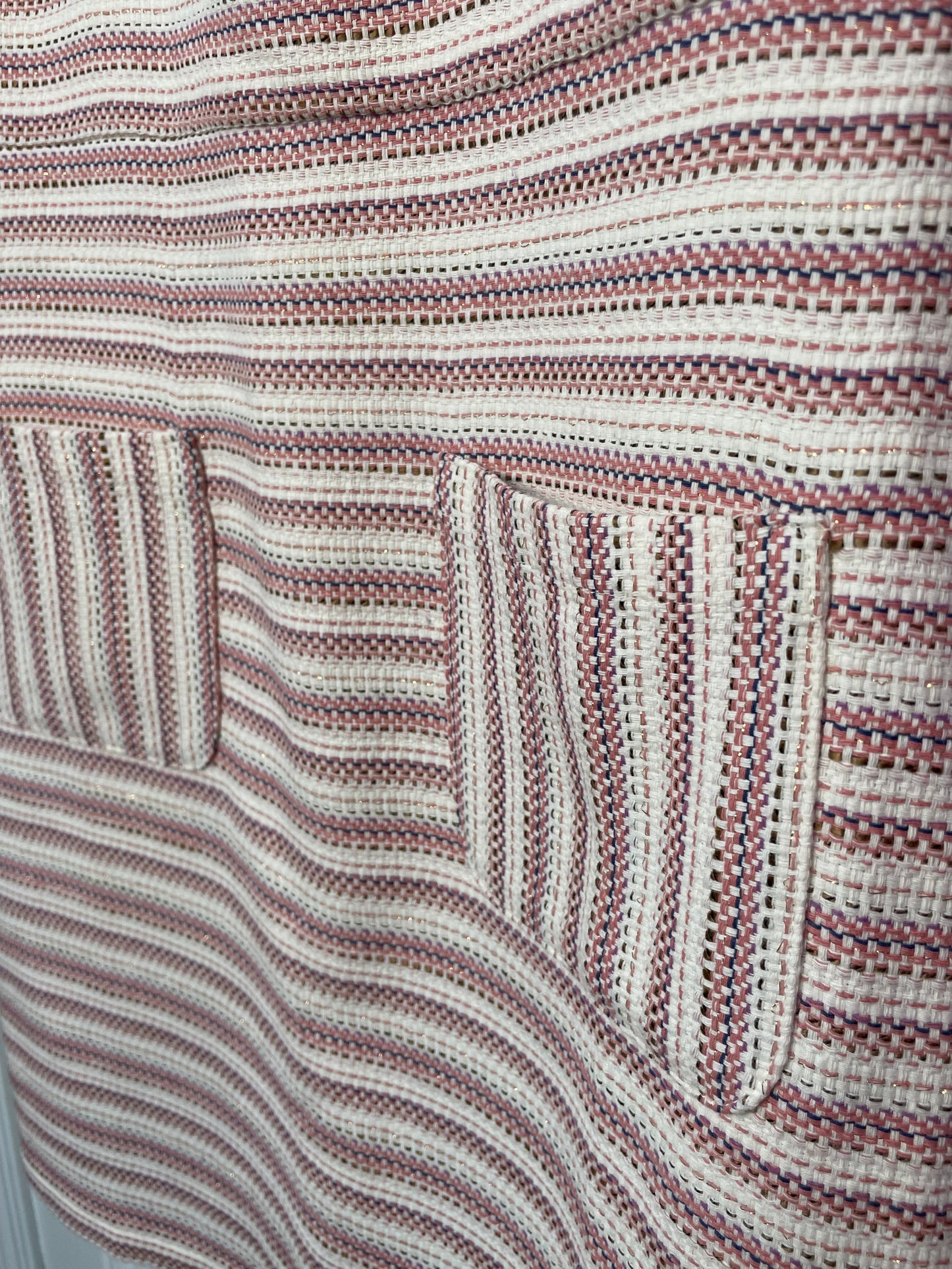 NWT | LOFT | Textured Pink and White Striped Pocket Sheath Dress {Size 8}
