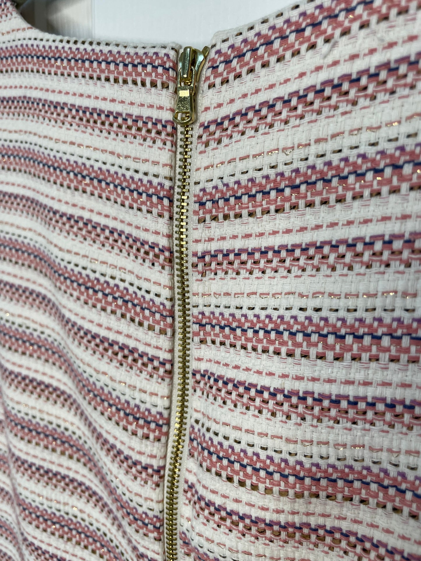 NWT | LOFT | Textured Pink and White Striped Pocket Sheath Dress {Size 8}