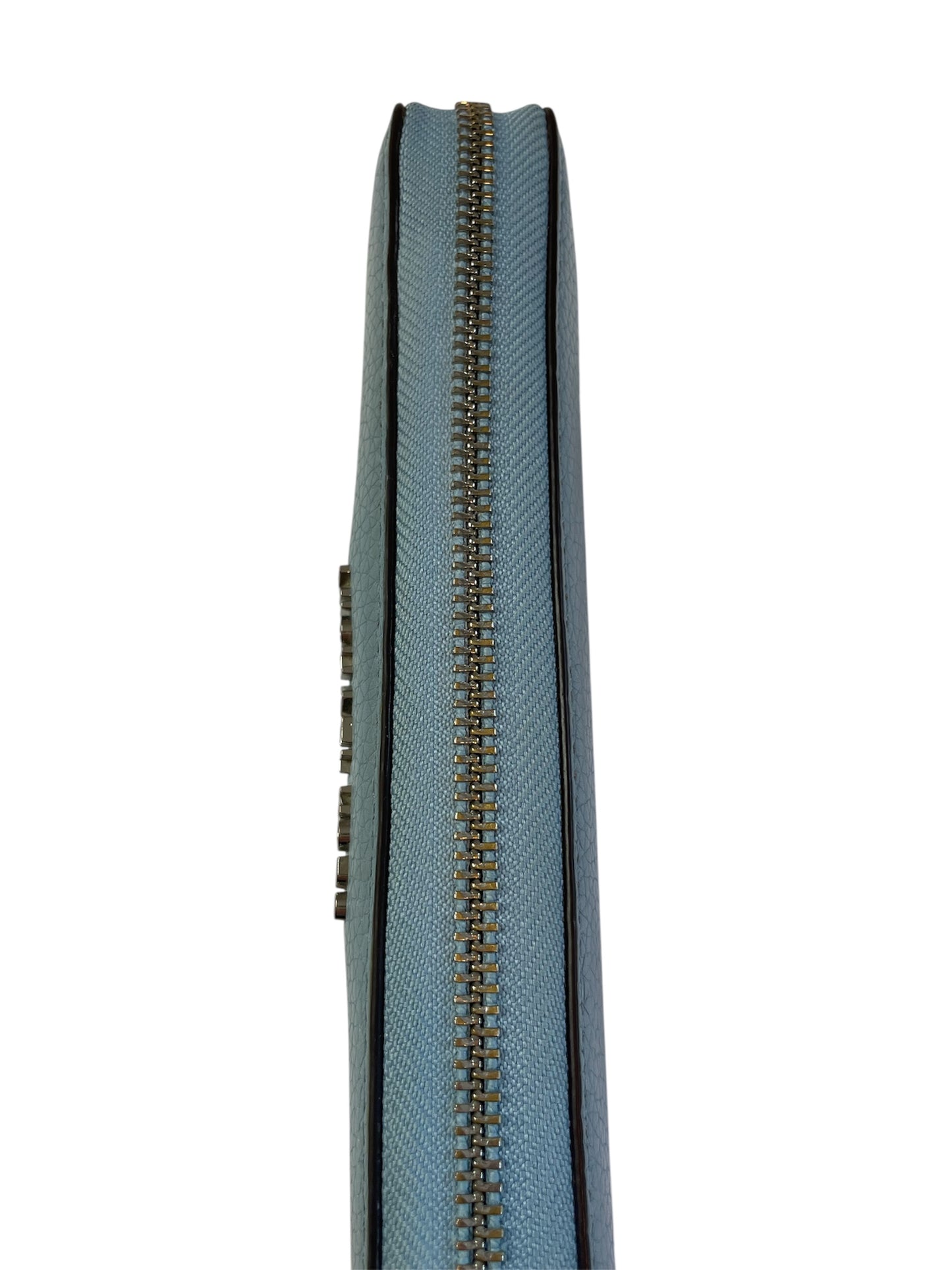 Michael Kors Light Blue Pebbled Leather Jet Set Continental Wallet/Wristlet