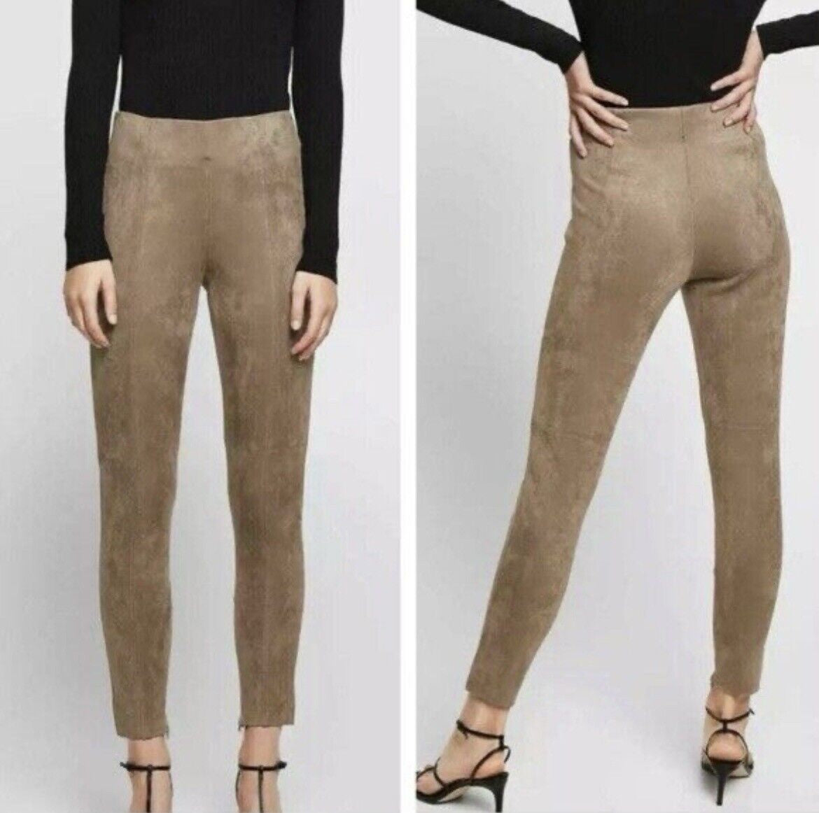 Zara Faux Suede High Rise Cropped Pant {M}