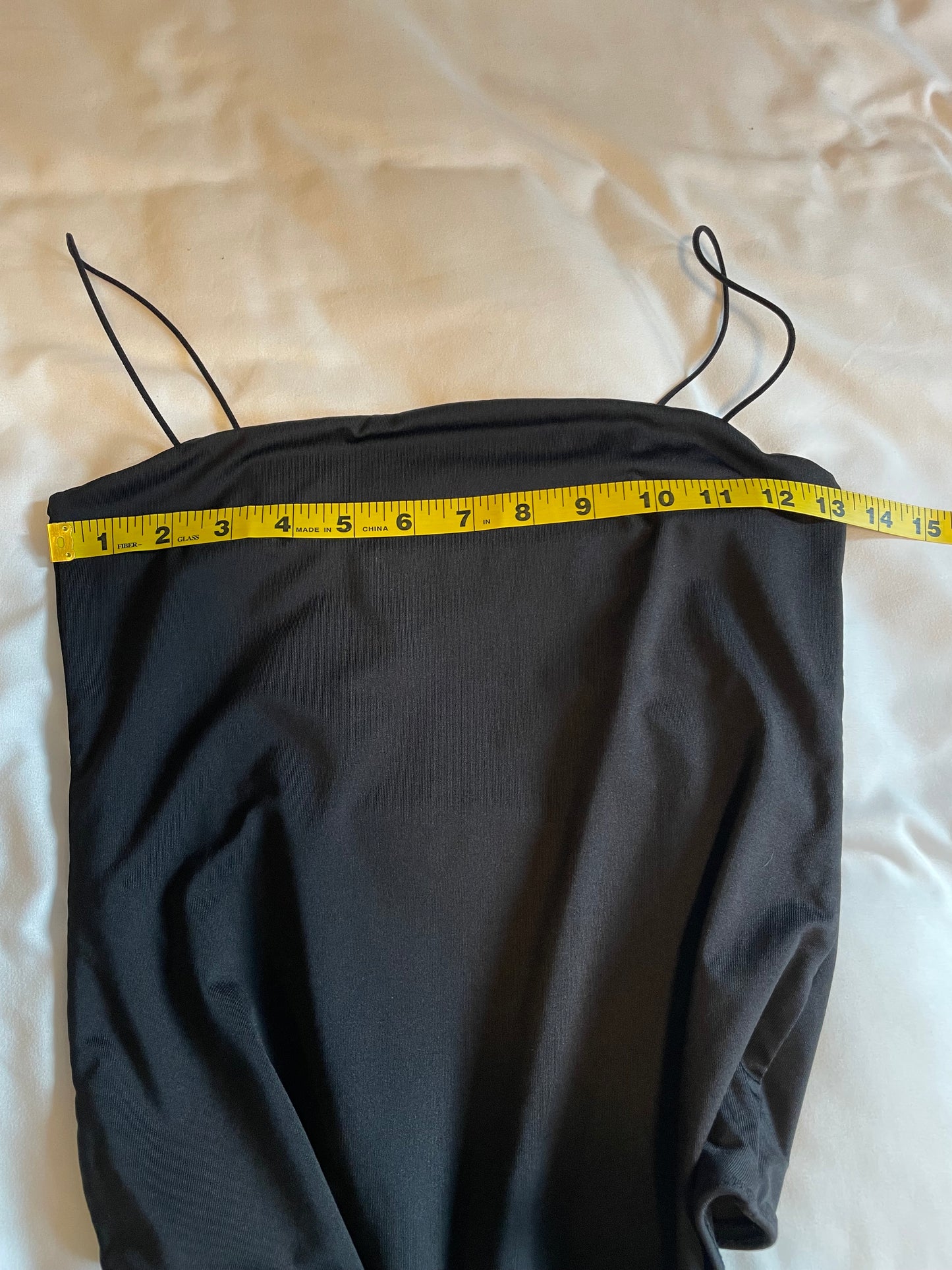 Sleek Black Spaghetti Strap Bodysuit {M}