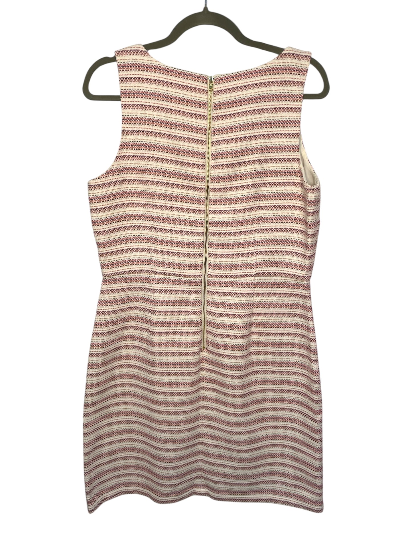 NWT | LOFT | Textured Pink and White Striped Pocket Sheath Dress {Size 8}