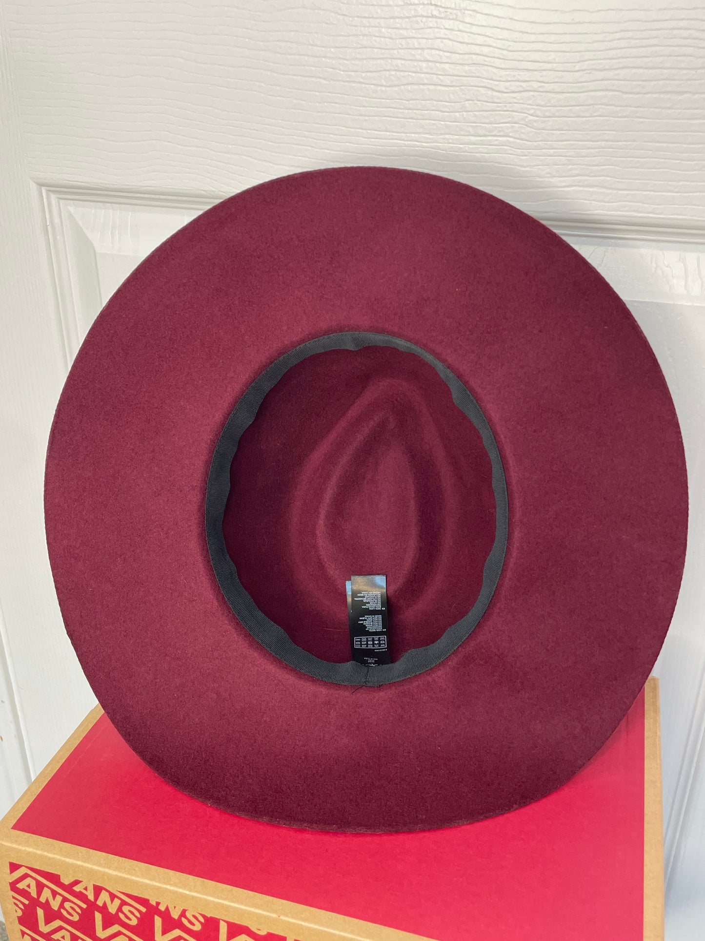 Elegant Burgundy Wool Wide-Brim Hat {S/M-56.5cm}