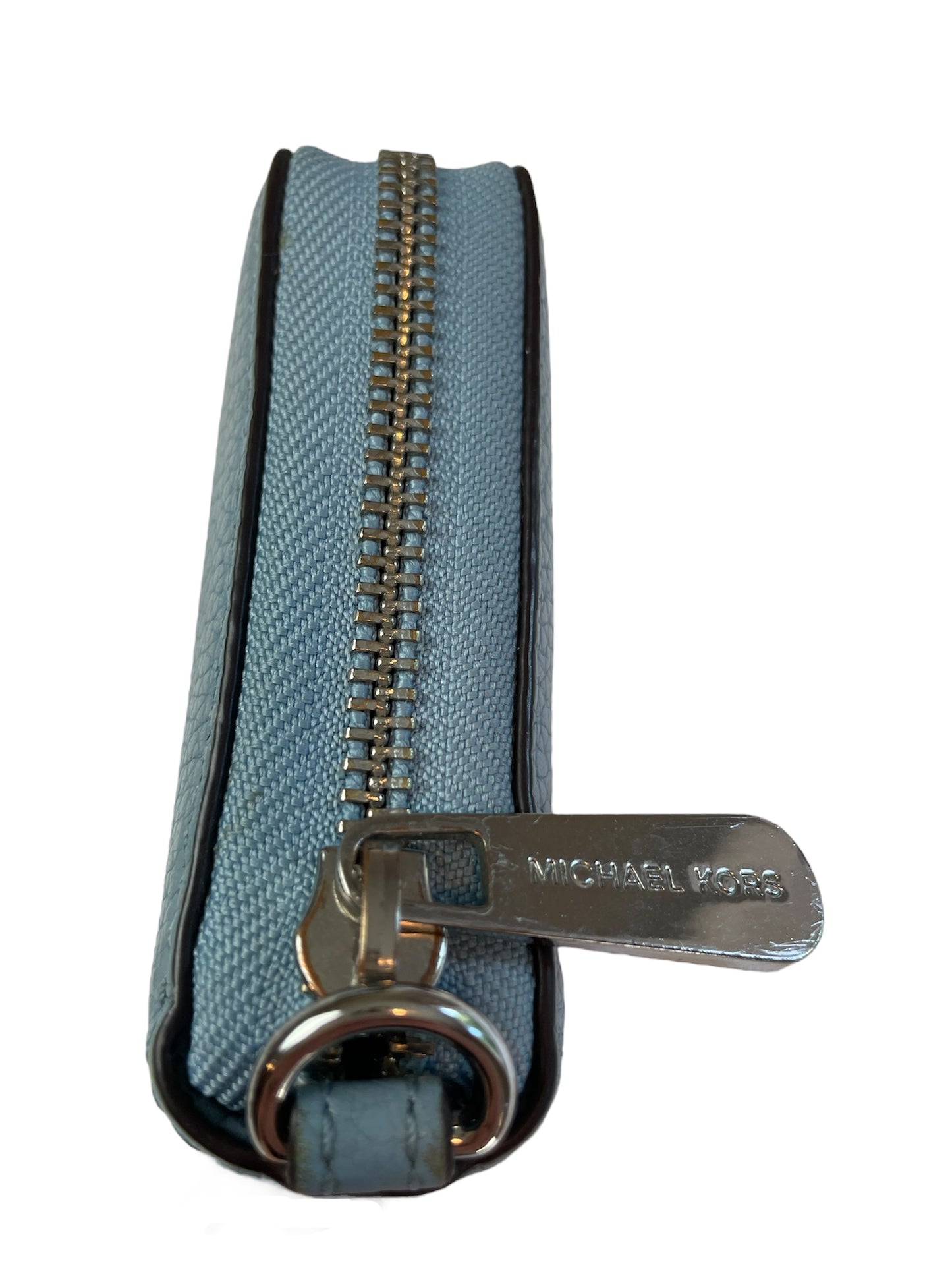 Michael Kors Light Blue Pebbled Leather Jet Set Continental Wallet/Wristlet