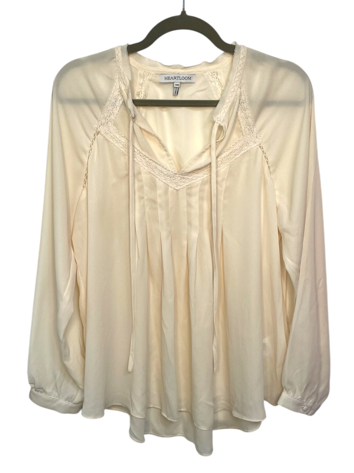 Heartloom Women's Boho Embroidered Cream Blouse {M}