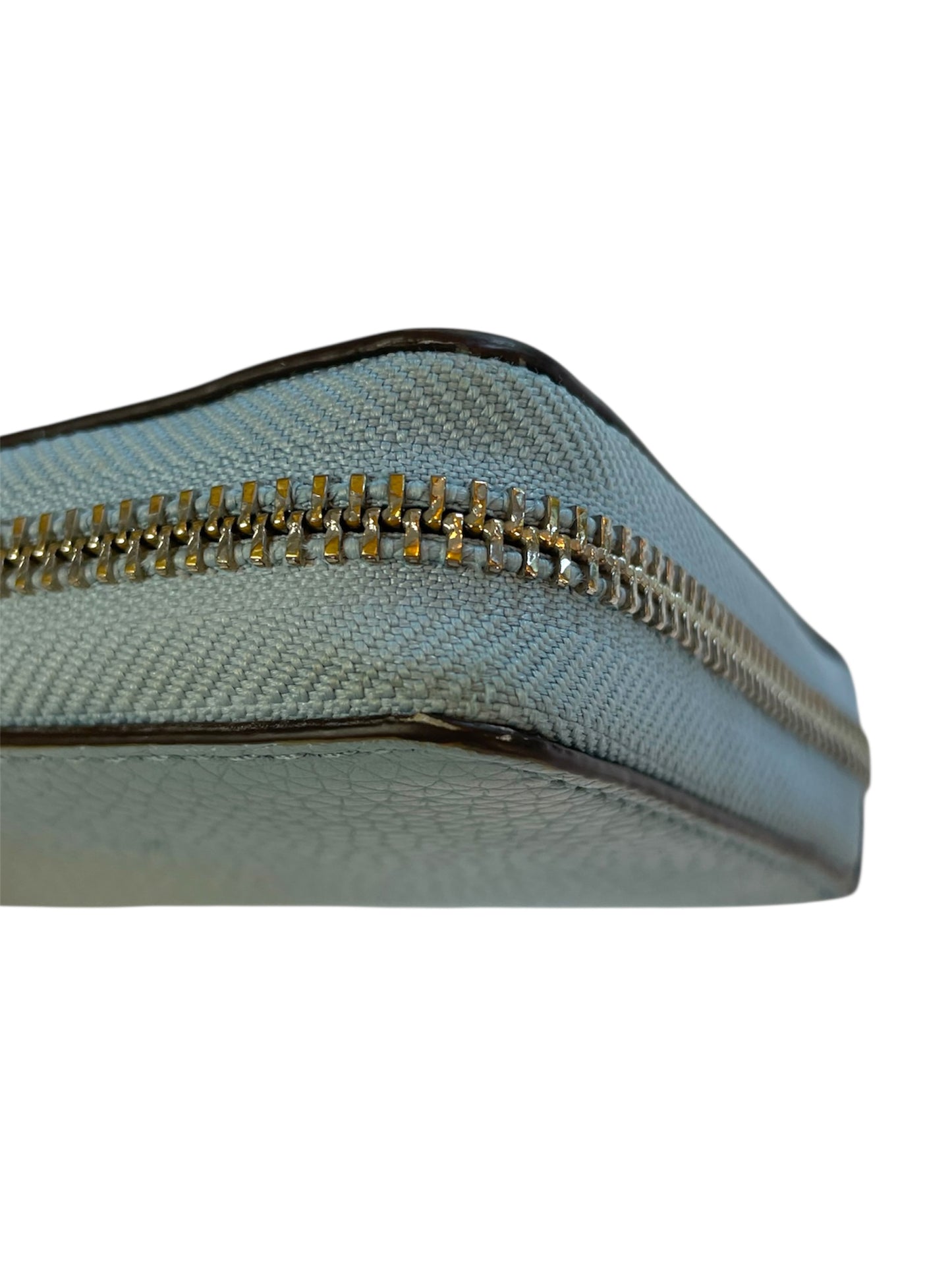 Michael Kors Light Blue Pebbled Leather Jet Set Continental Wallet/Wristlet