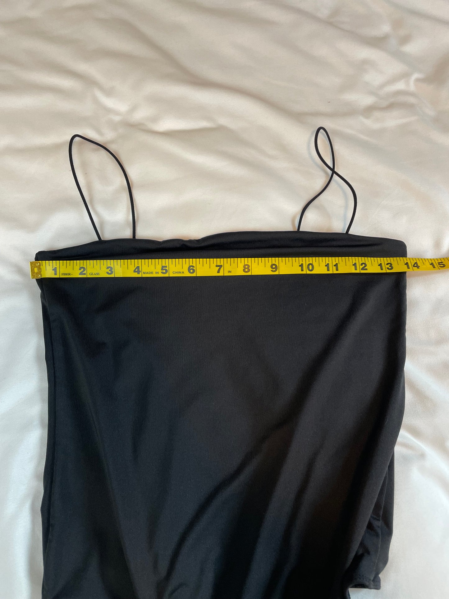 Sleek Black Spaghetti Strap Bodysuit {M}
