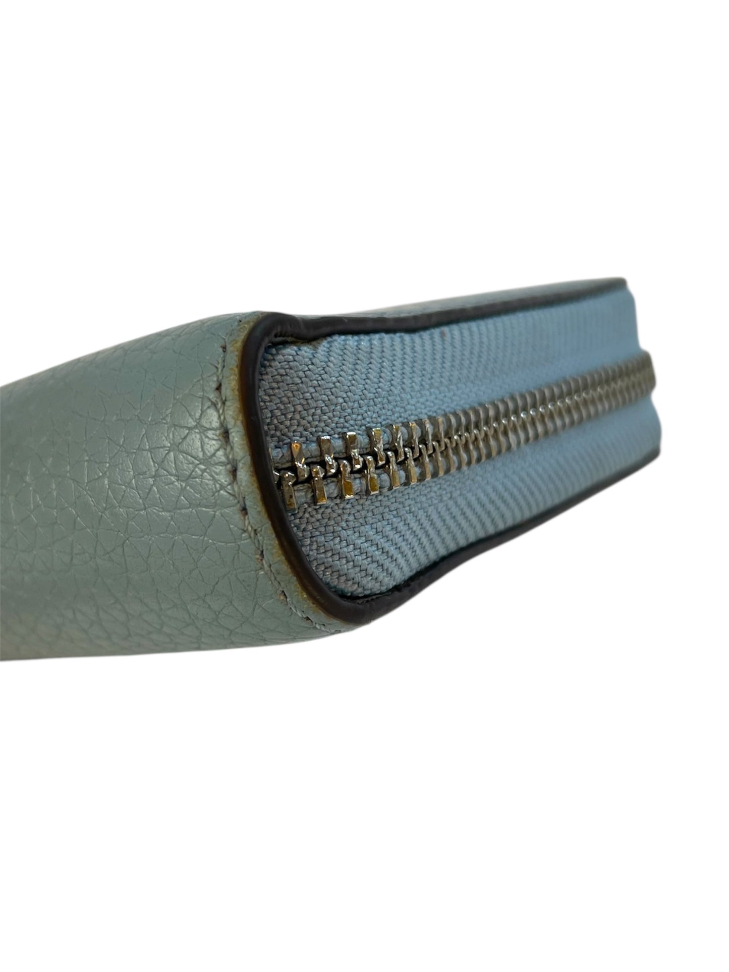 Michael Kors Light Blue Pebbled Leather Jet Set Continental Wallet/Wristlet