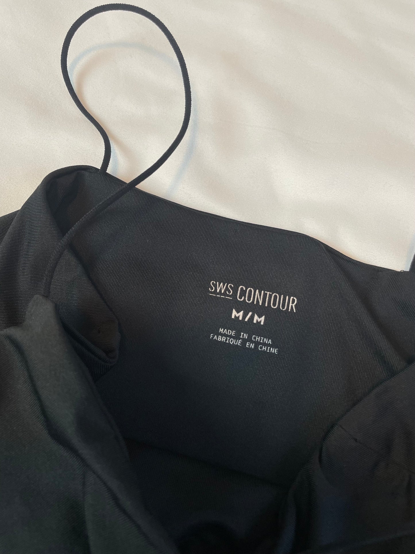 Sleek Black Spaghetti Strap Bodysuit {M}