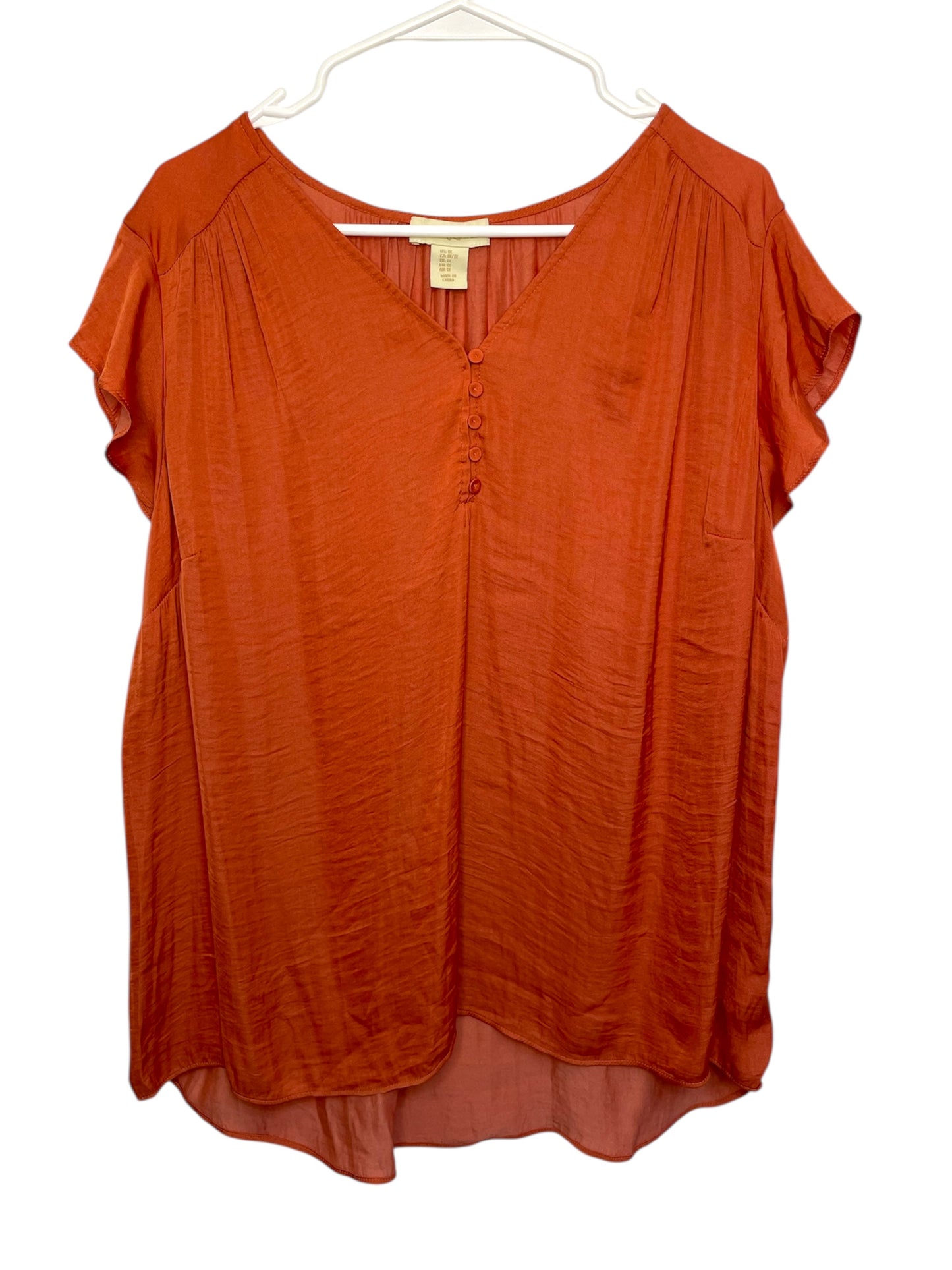 Cynthia Rawley Orange Flutter Sleeve Tee {XL}