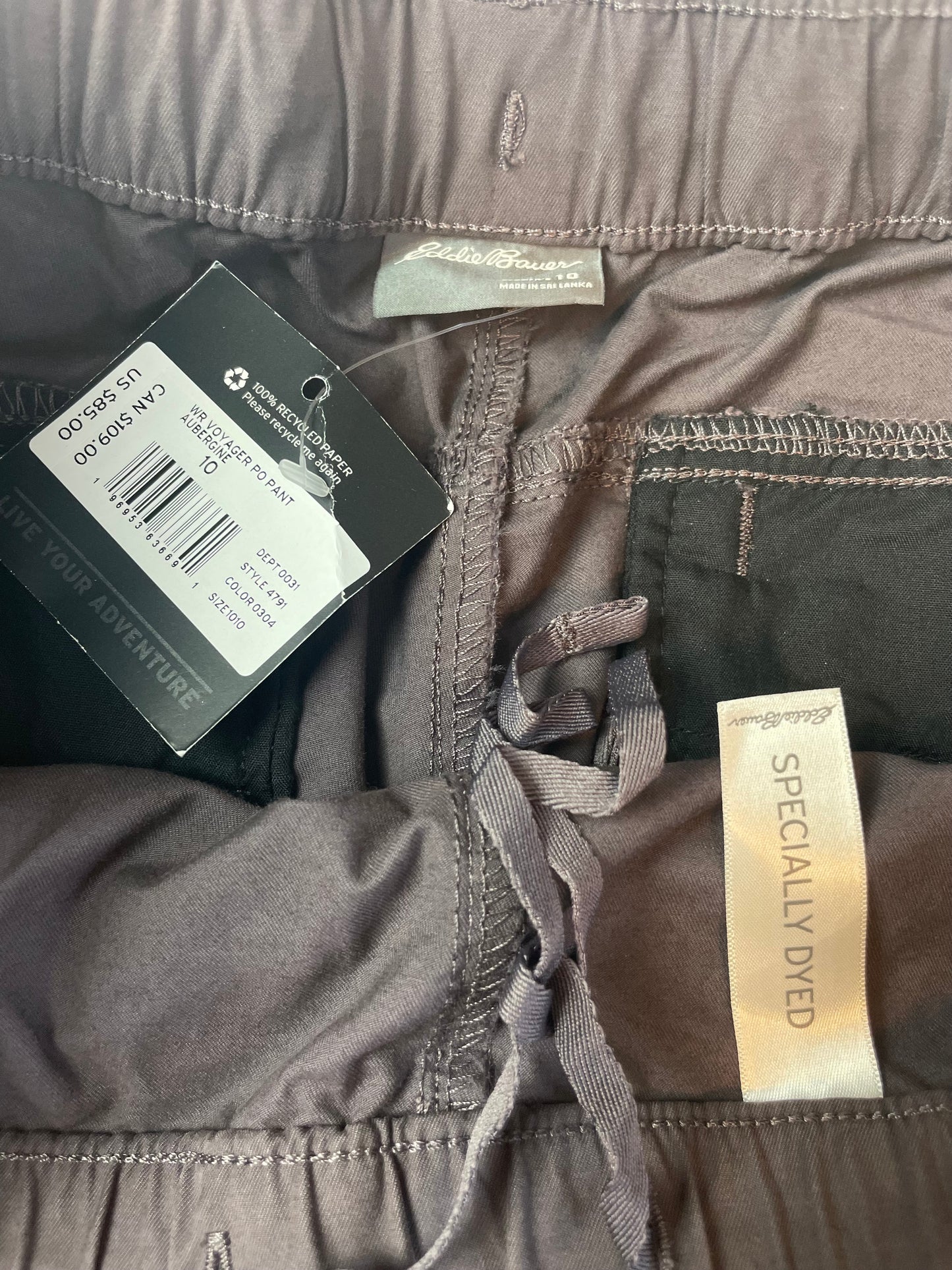 NWT | Eddie Bauer Aubergine Voyager Pull-On Pants {Size 10}