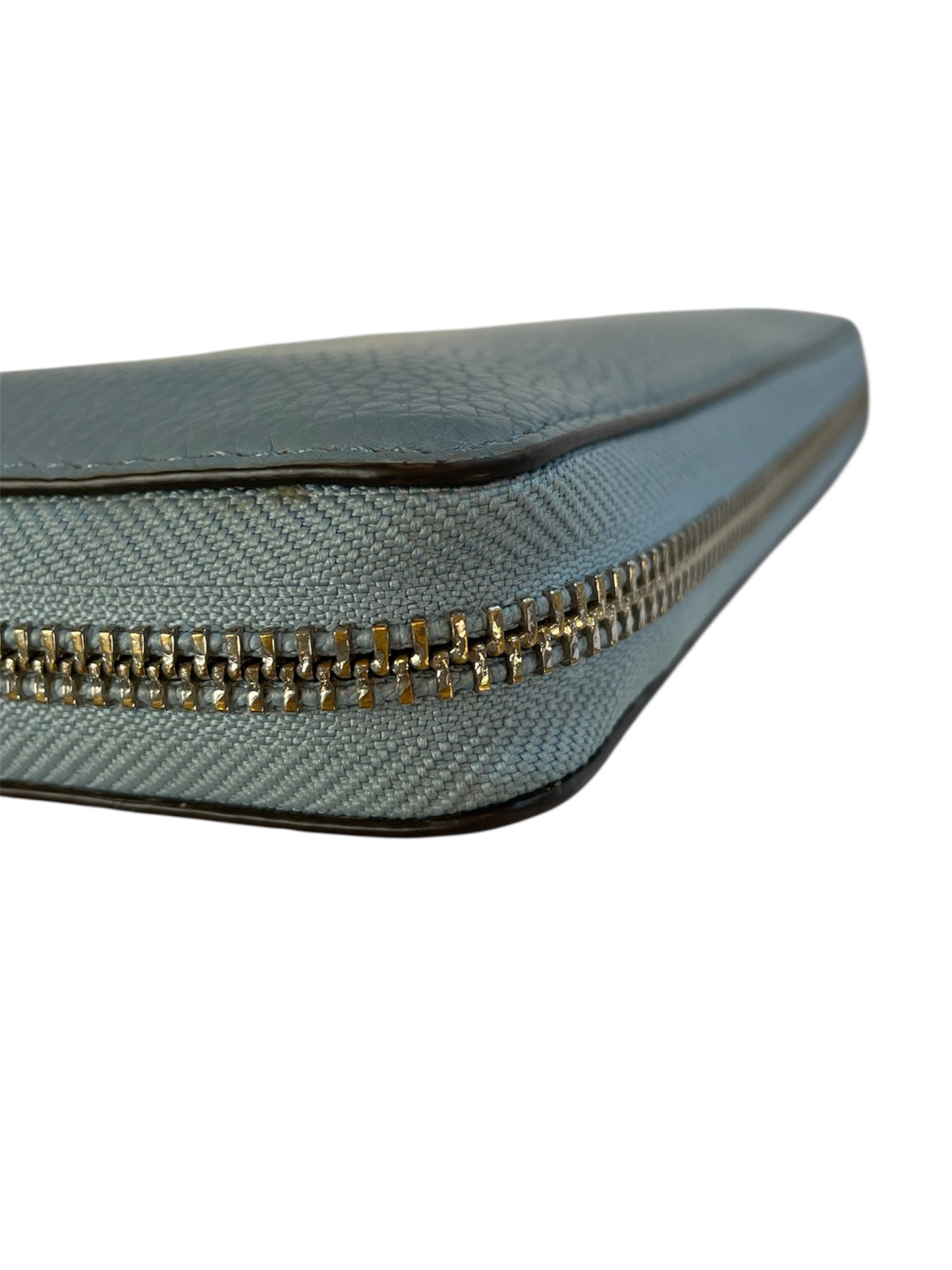 Michael Kors Light Blue Pebbled Leather Jet Set Continental Wallet/Wristlet