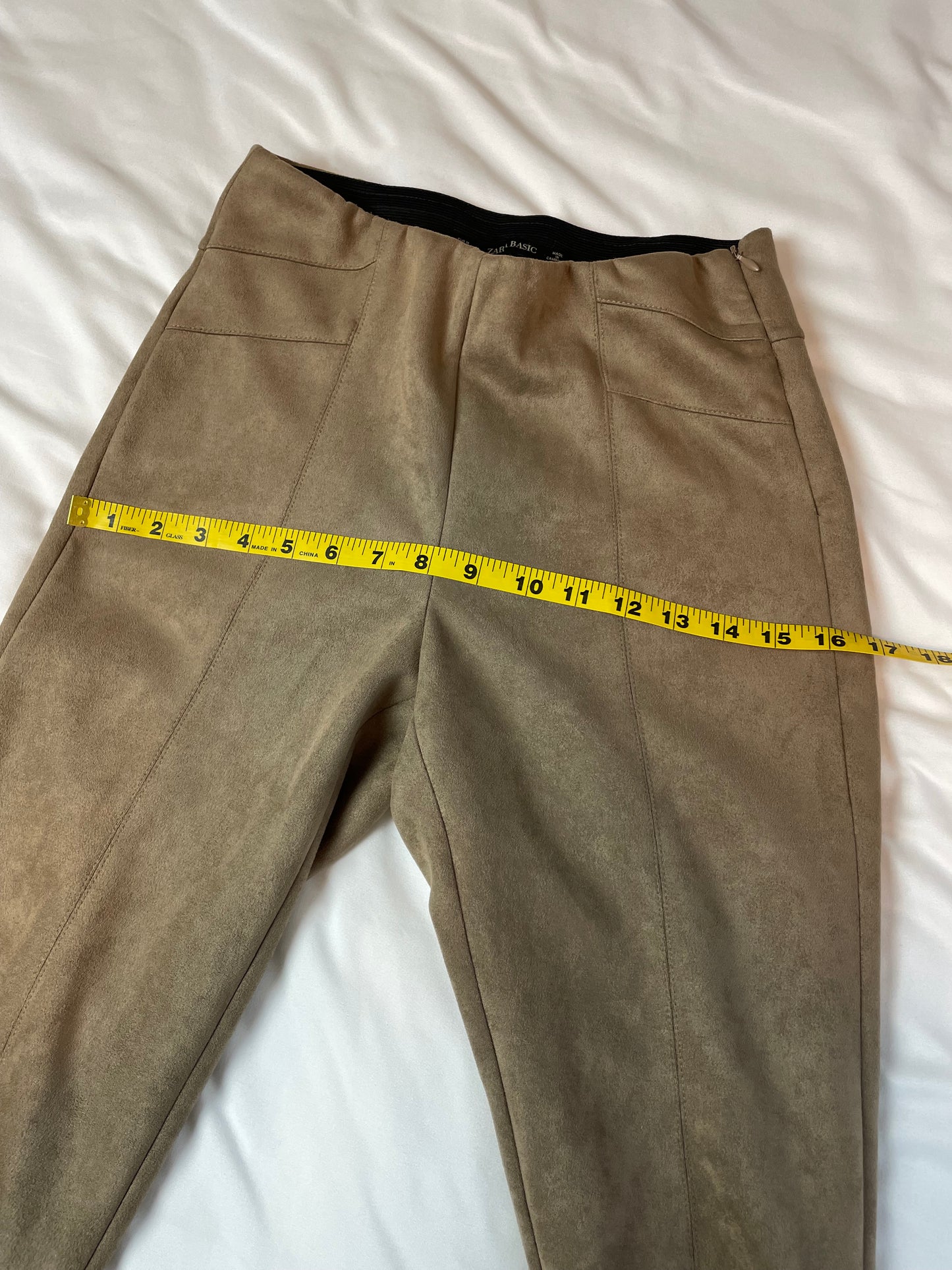 Zara Faux Suede High Rise Cropped Pant {M}