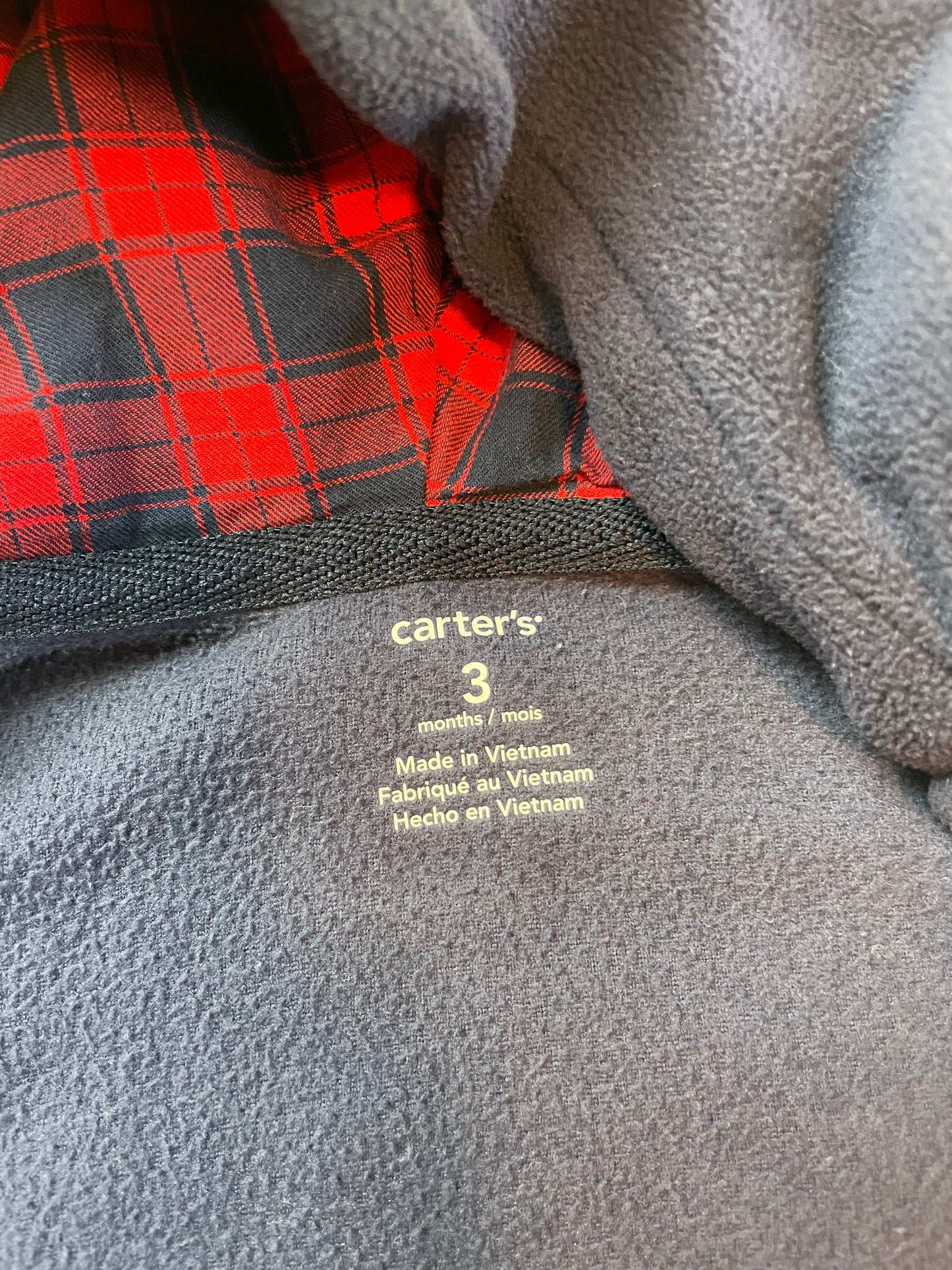 Carter's Blue Fleece Bear Onesie with Hood {Size 3mo}