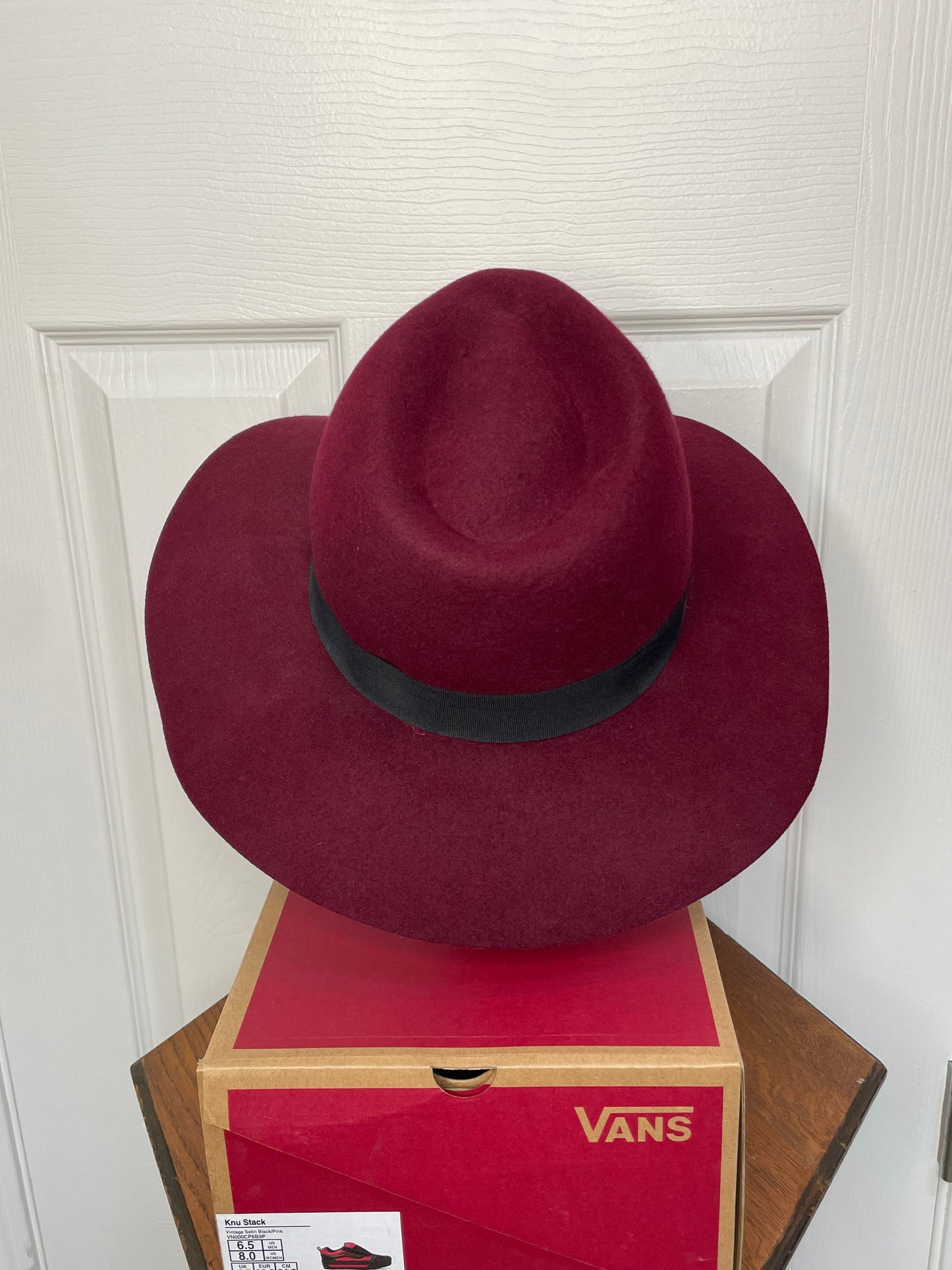 Elegant Burgundy Wool Wide-Brim Hat {S/M-56.5cm}