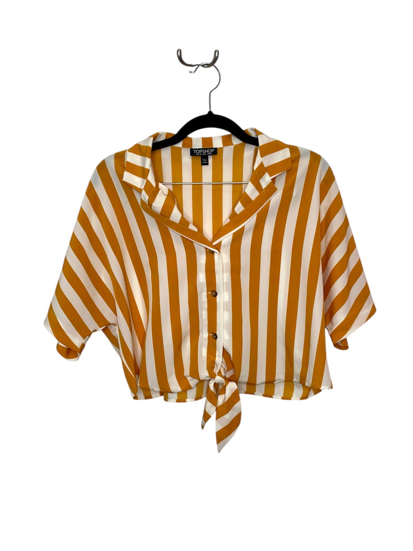 Boxy Cropped Striped Button Down {Size 6}