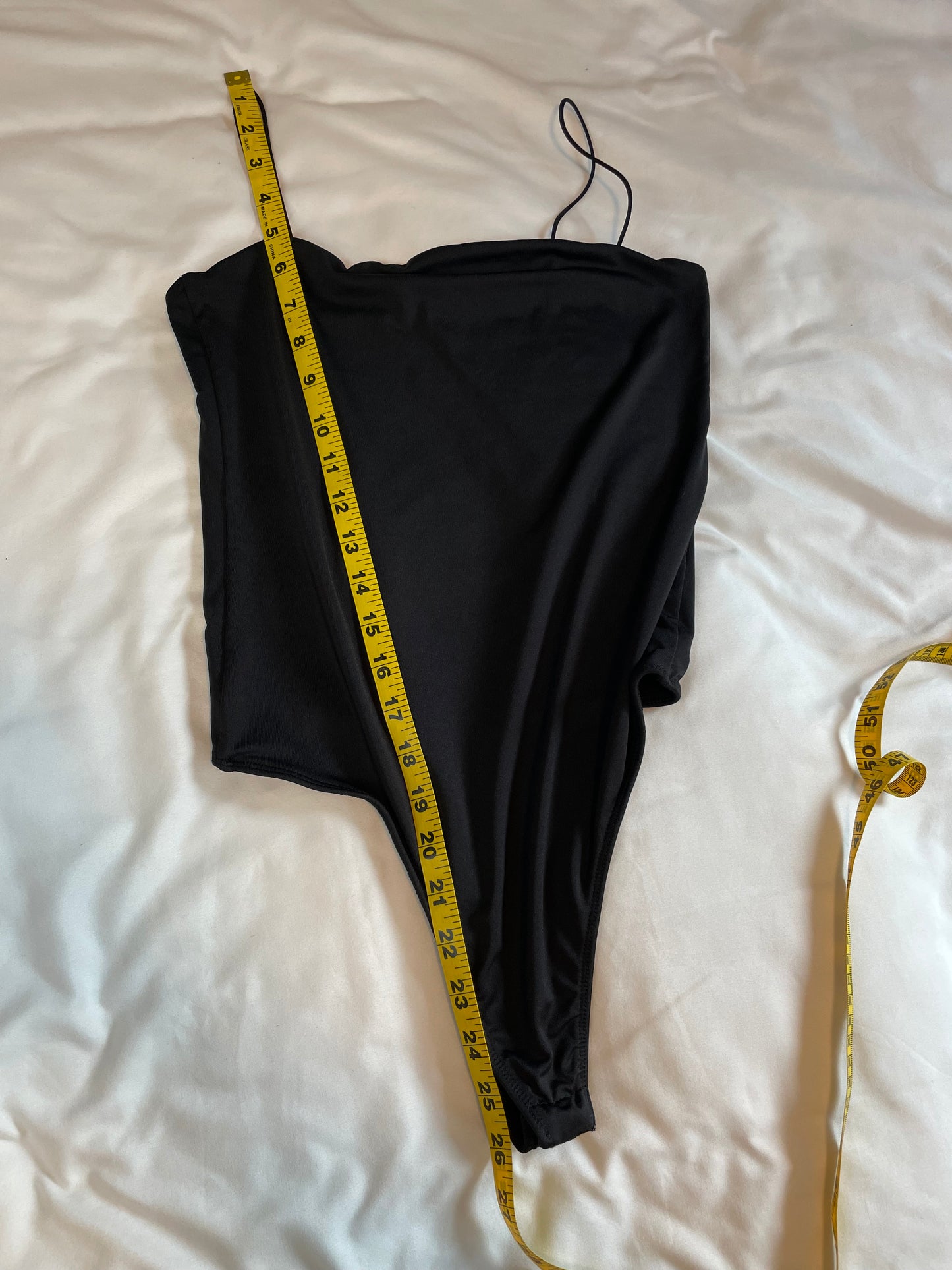 Sleek Black Spaghetti Strap Bodysuit {M}