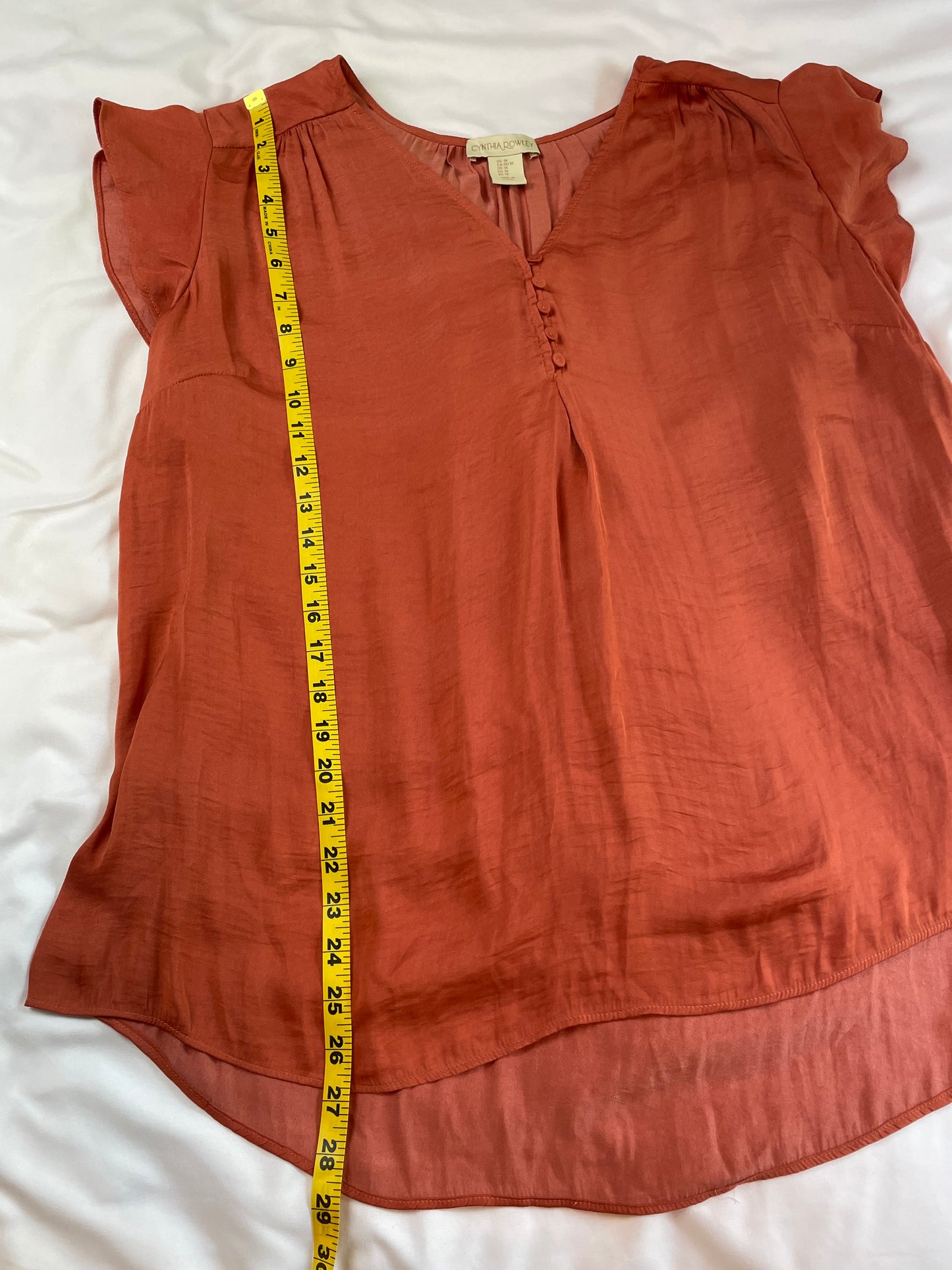 Cynthia Rawley Orange Flutter Sleeve Tee {XL}