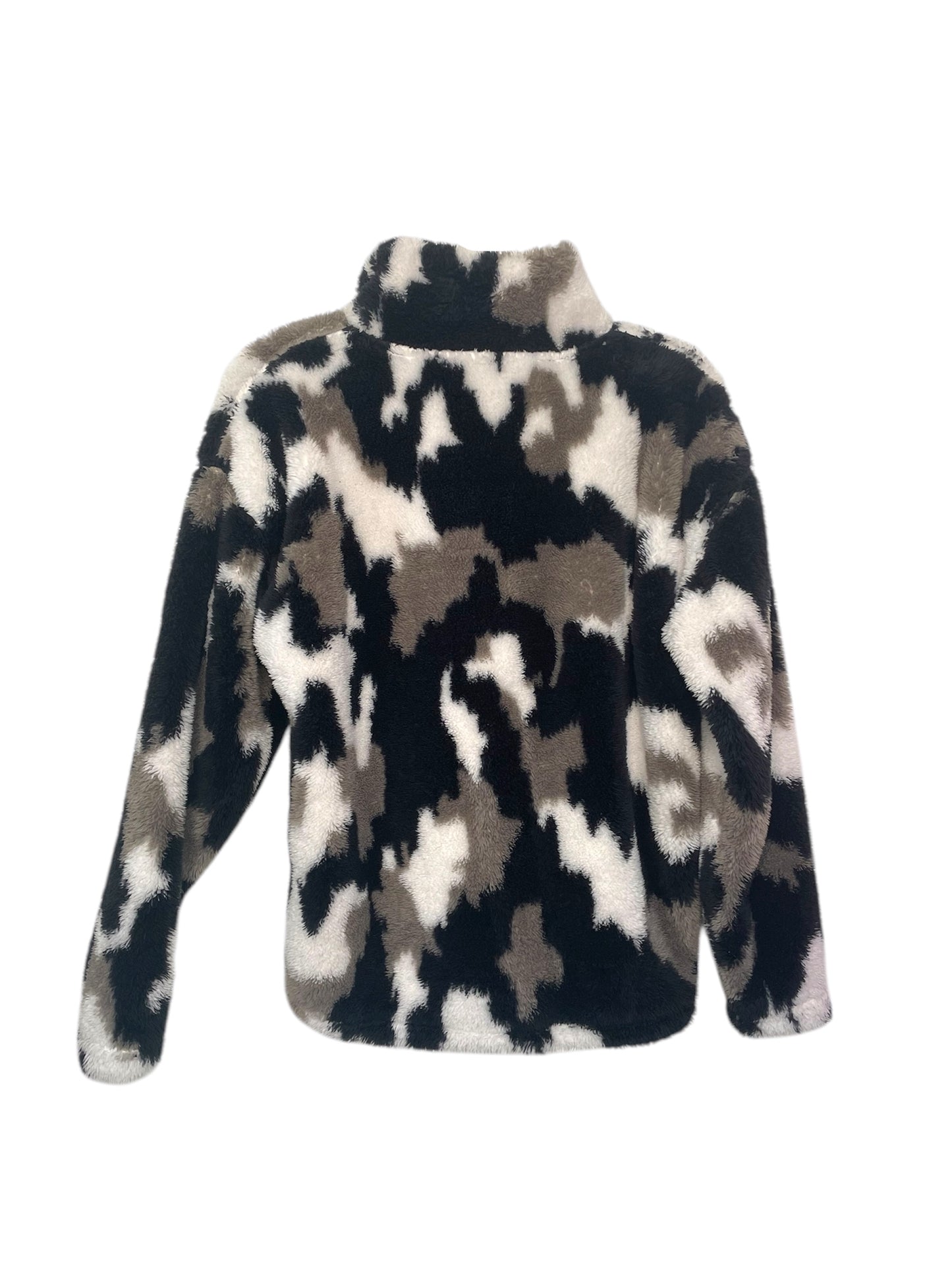 Eddie Bauer Black Camo Fleece 1/4 Zip Pullover {M}