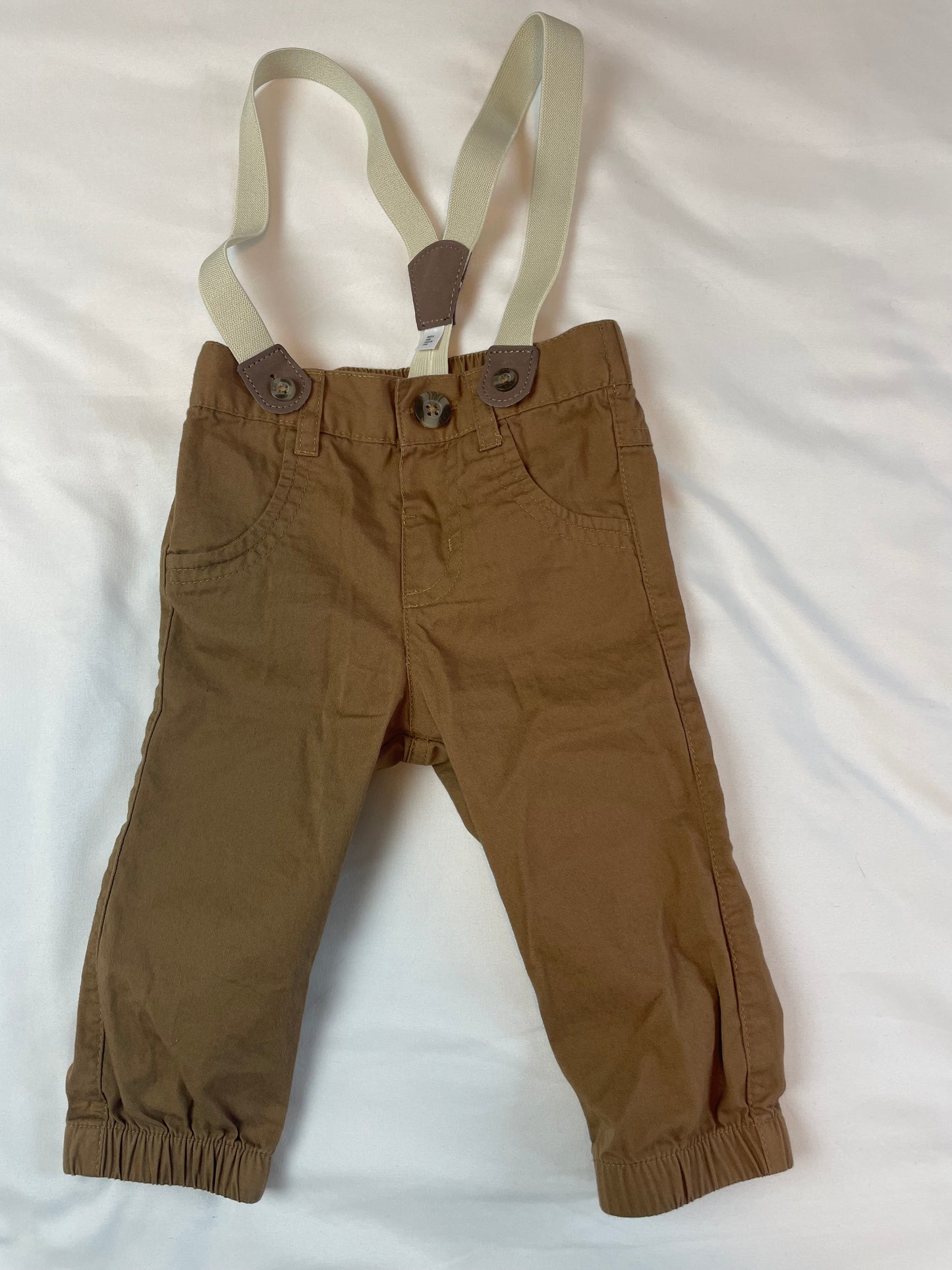 Cat & Jack Plaid Shirt with Suspenders Outfit (6-9mo)