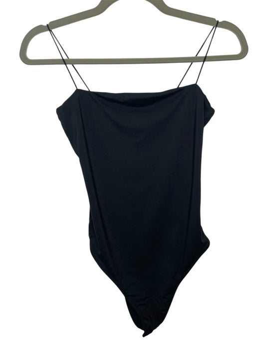 Sleek Black Spaghetti Strap Bodysuit {M}