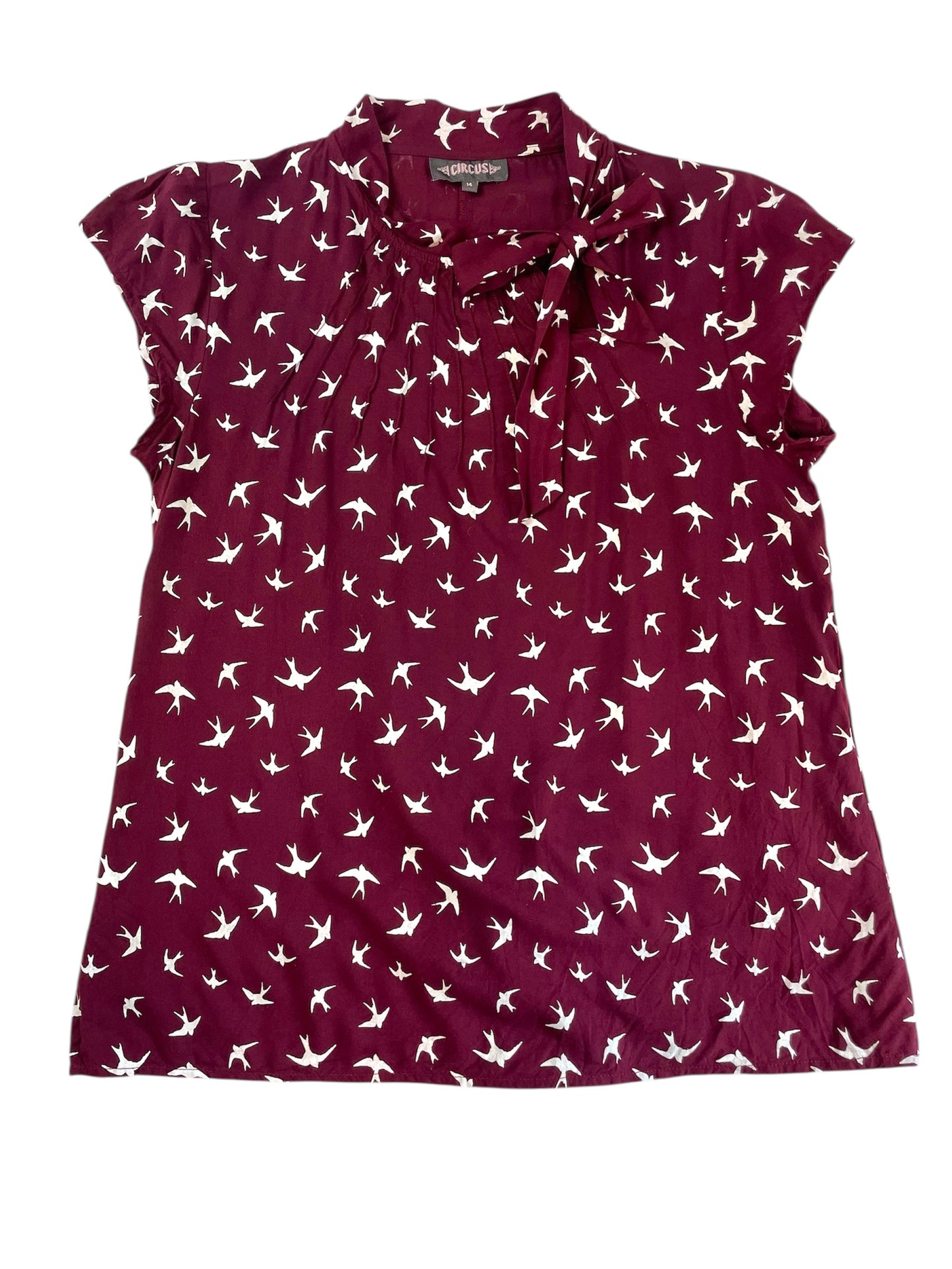 Circus | The Anna Burgundy Bird Print Women's Blouse {L}