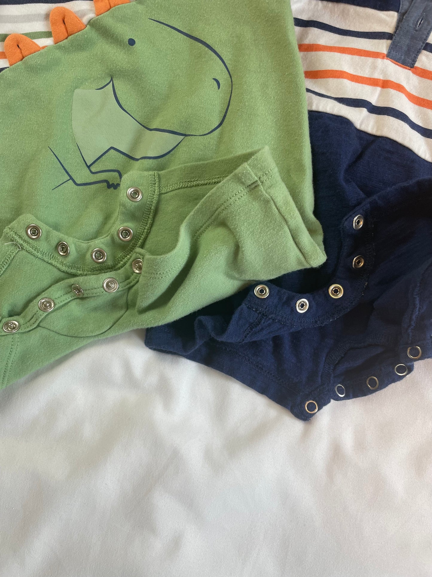 2-pack Dino and Striped Rompers {Size 6mo}