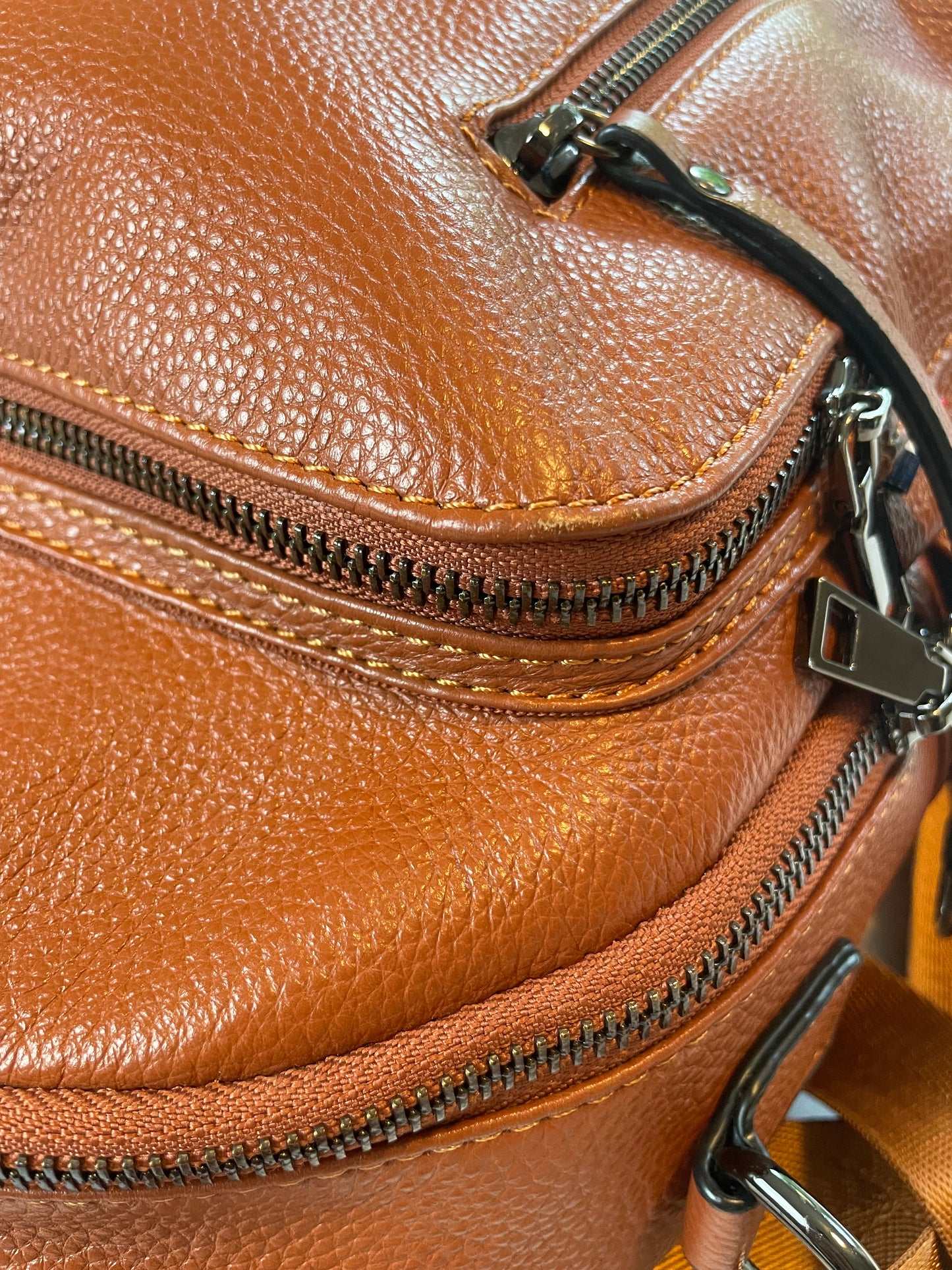 Cognac Leather 2-Way Backpack