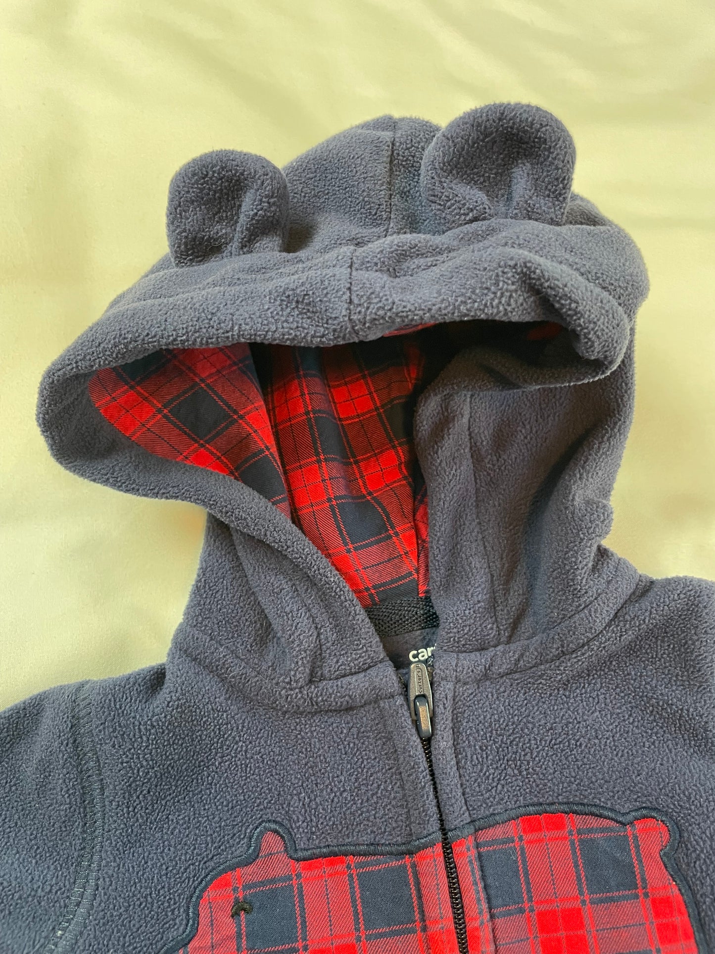 Carter's Blue Fleece Bear Onesie with Hood {Size 3mo}