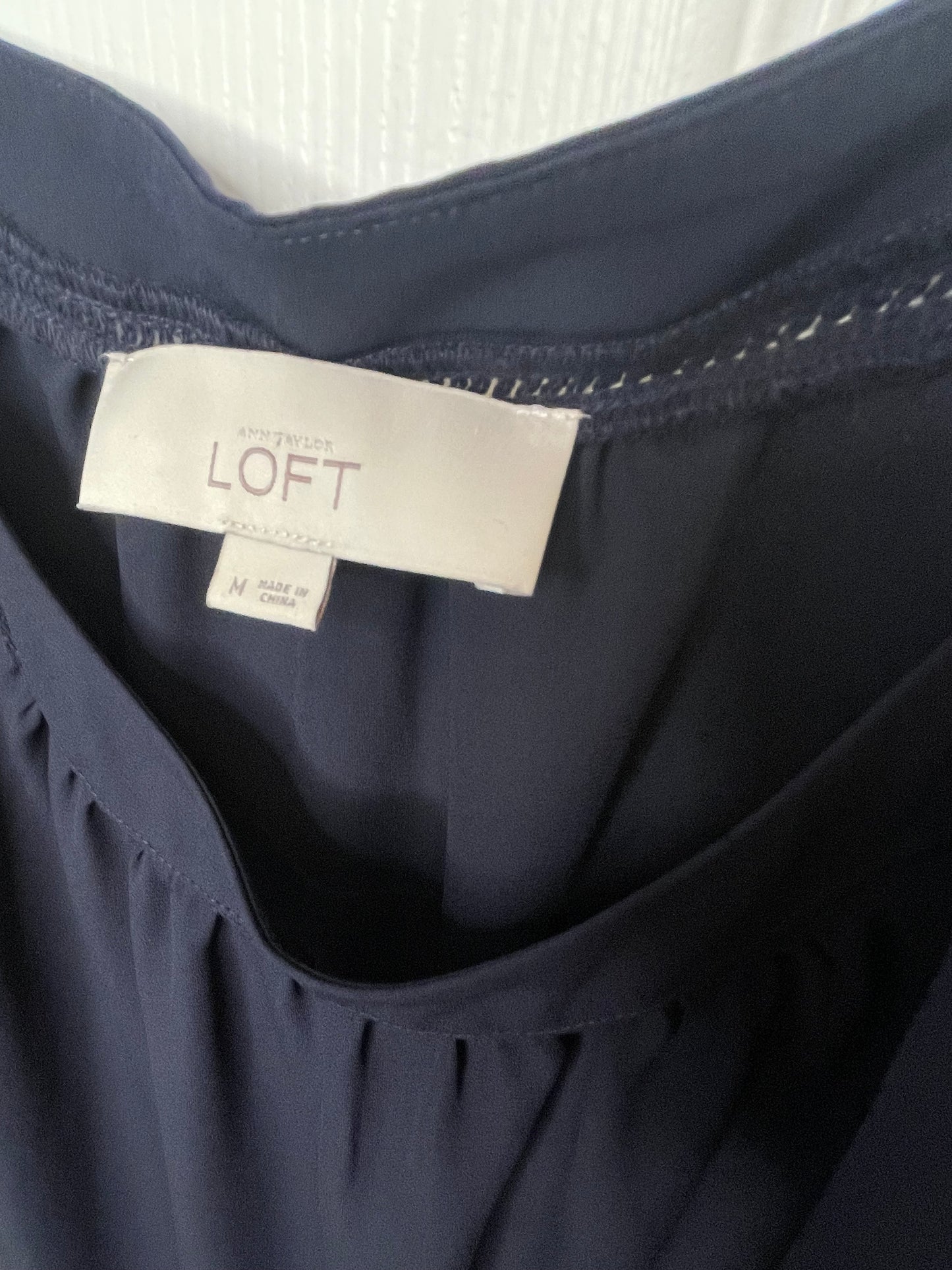 LOFT Navy Embroidered Woven Tank {M}
