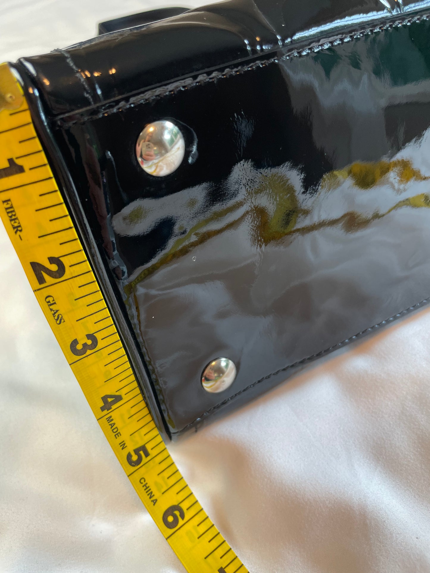 Coach Signature Embossed Black Patent Leather Tote