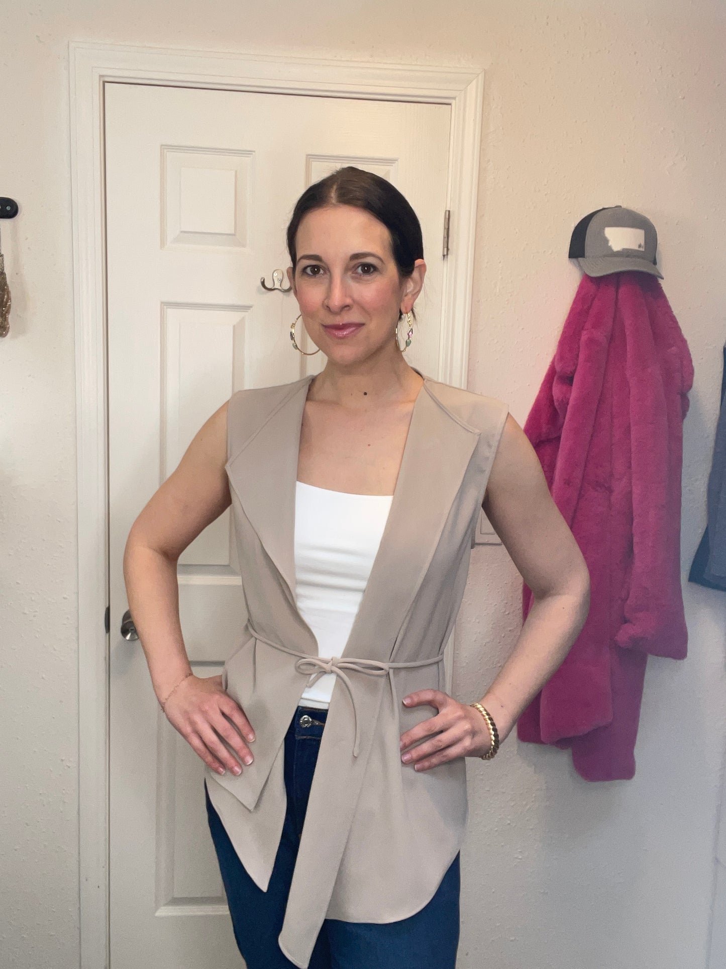 Zara Asymmetrical Tie-Waist Vest {S}