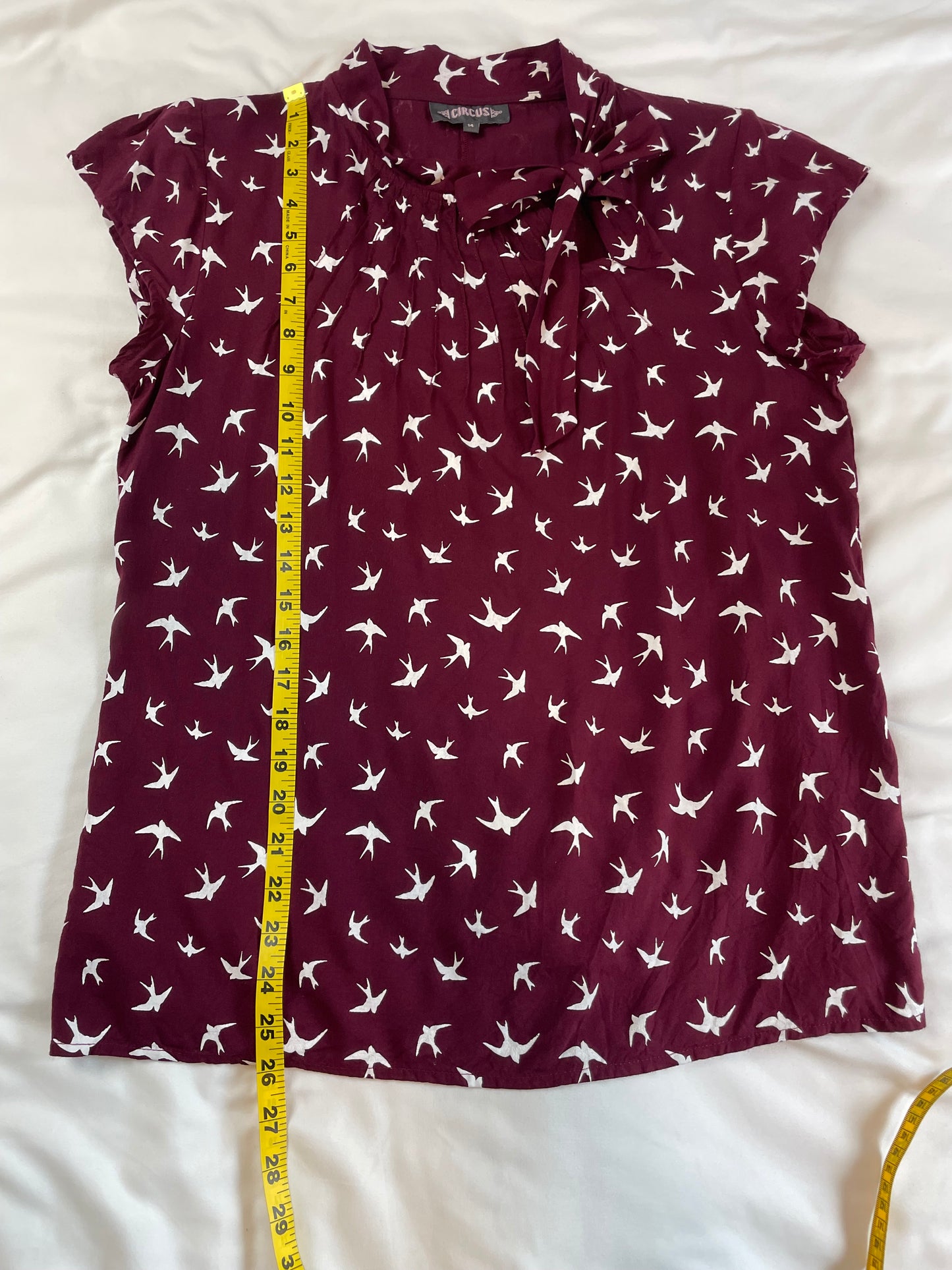 Circus | The Anna Burgundy Bird Print Women's Blouse {L}