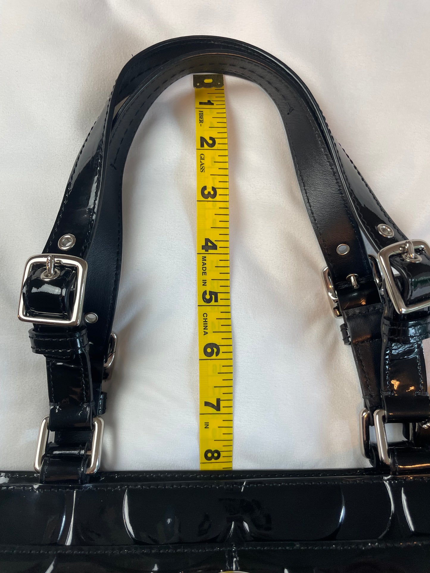 Coach Signature Embossed Black Patent Leather Tote