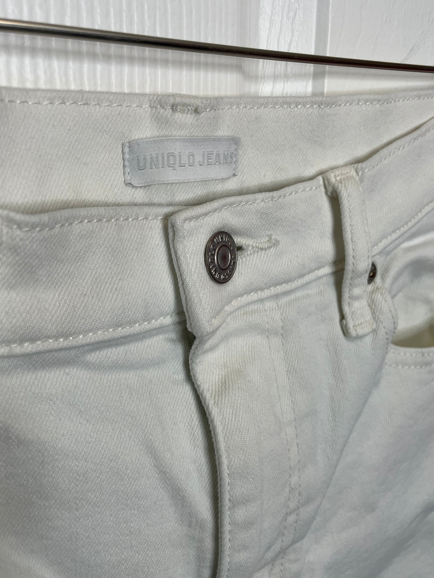 Uniqlo Cropped Distressed White Jeans {Size 27}