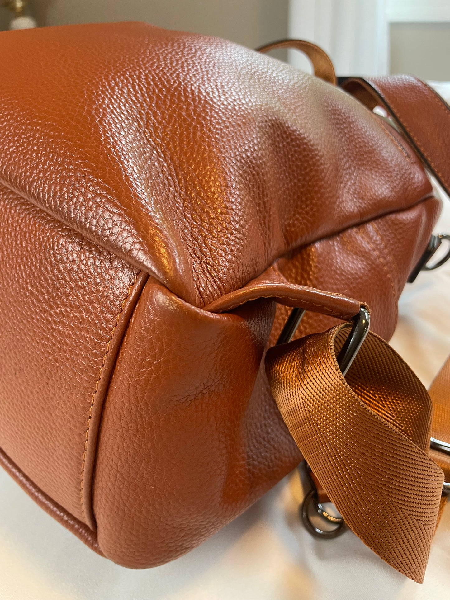 Cognac Leather 2-Way Backpack