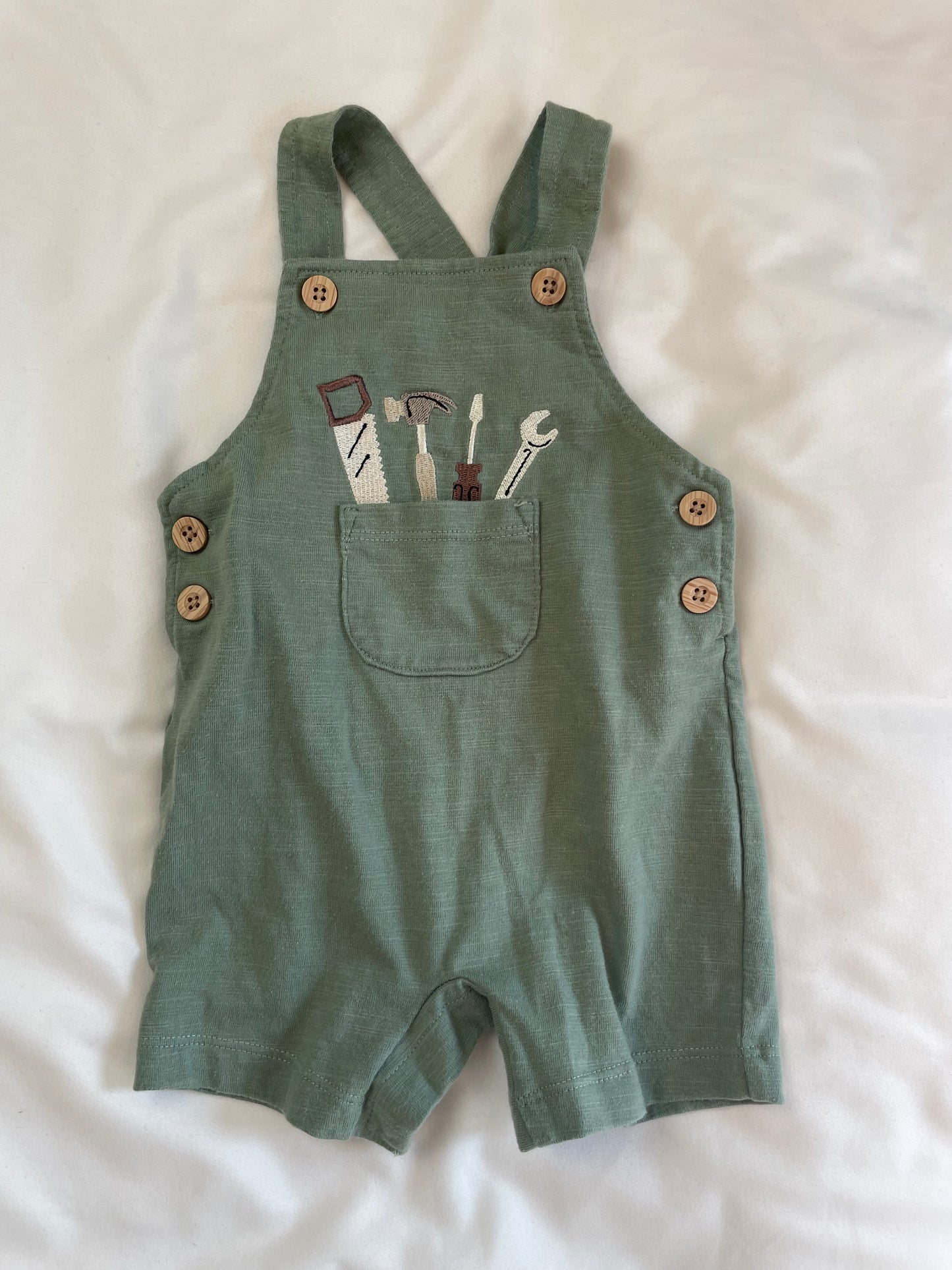 The "Esther" 3-Piece Handyman Romper Set {Size 3-6mo}