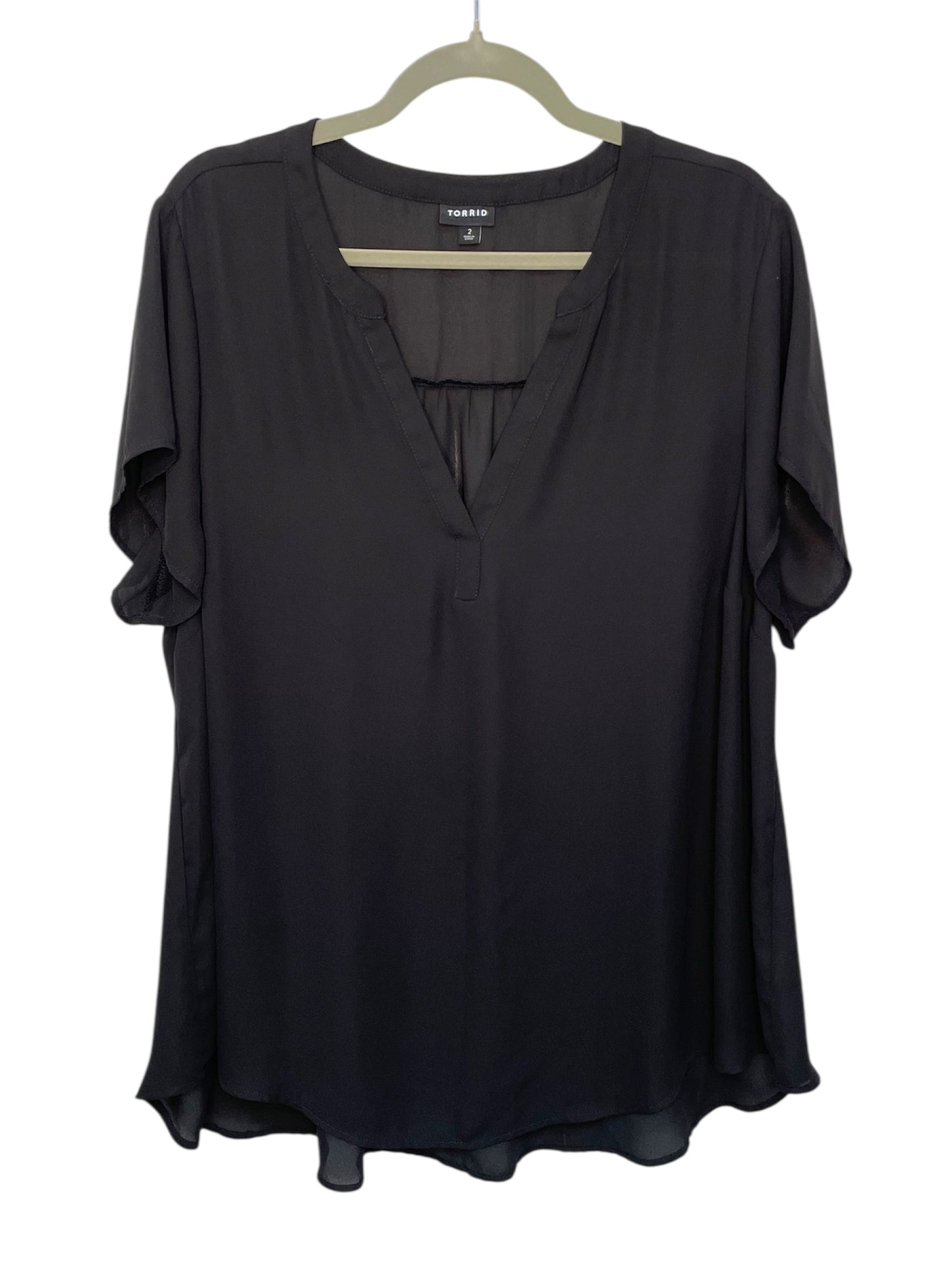 Torrid Black Short Sleeve Pullover Blouse {2XL}