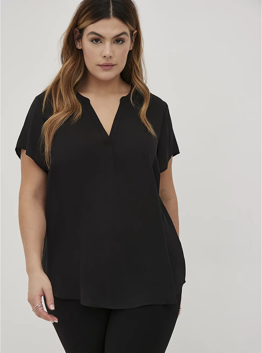 Torrid Black Short Sleeve Pullover Blouse {2XL}