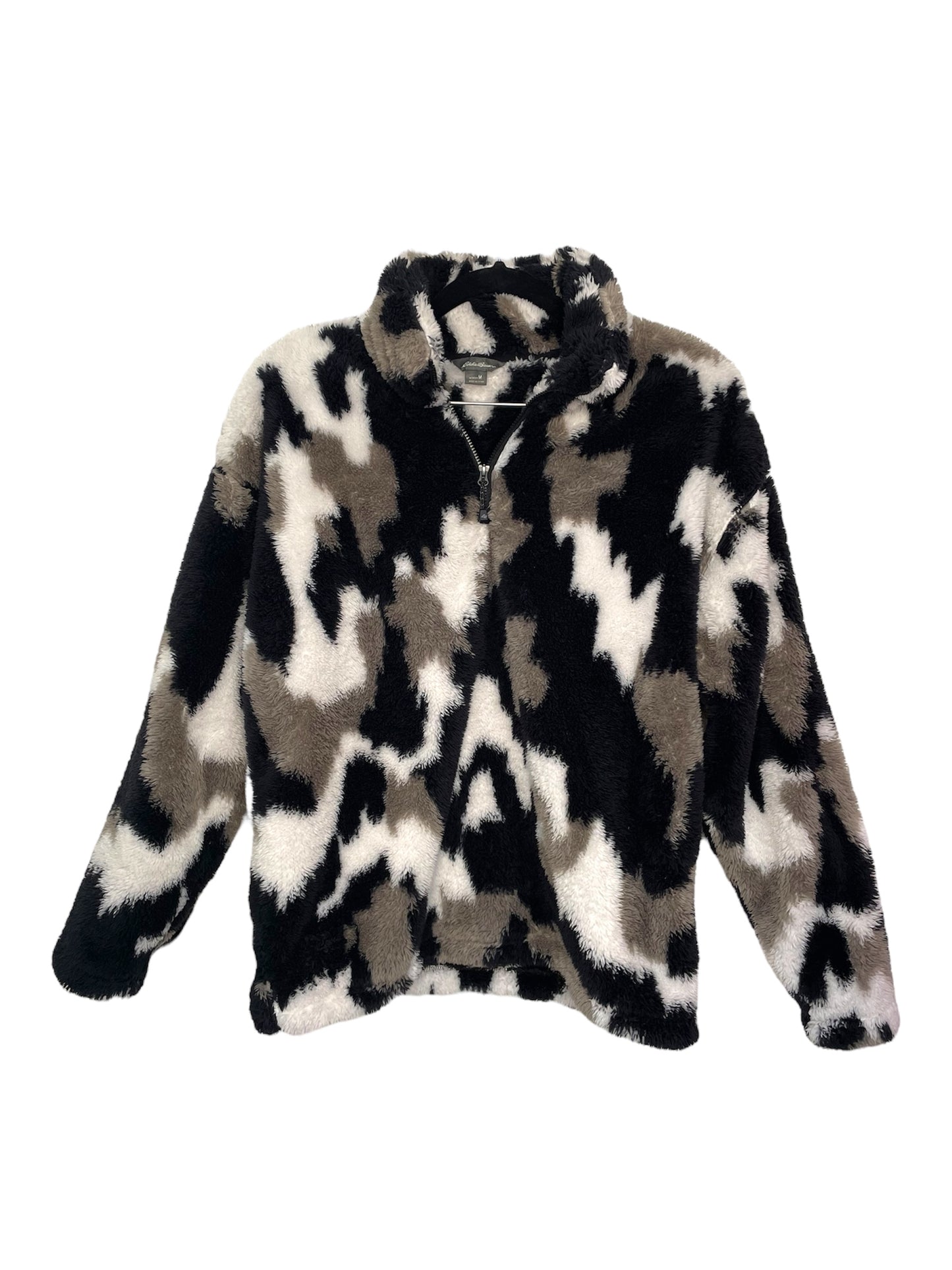 Eddie Bauer Black Camo Fleece 1/4 Zip Pullover {M}