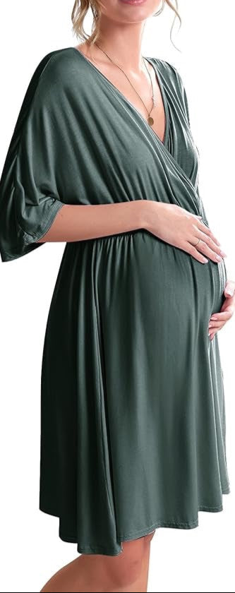 MATERNITY- Ekouaer 3-in-1 Hospital Gown/Maternity Dress/Nursing Nightgown {M}