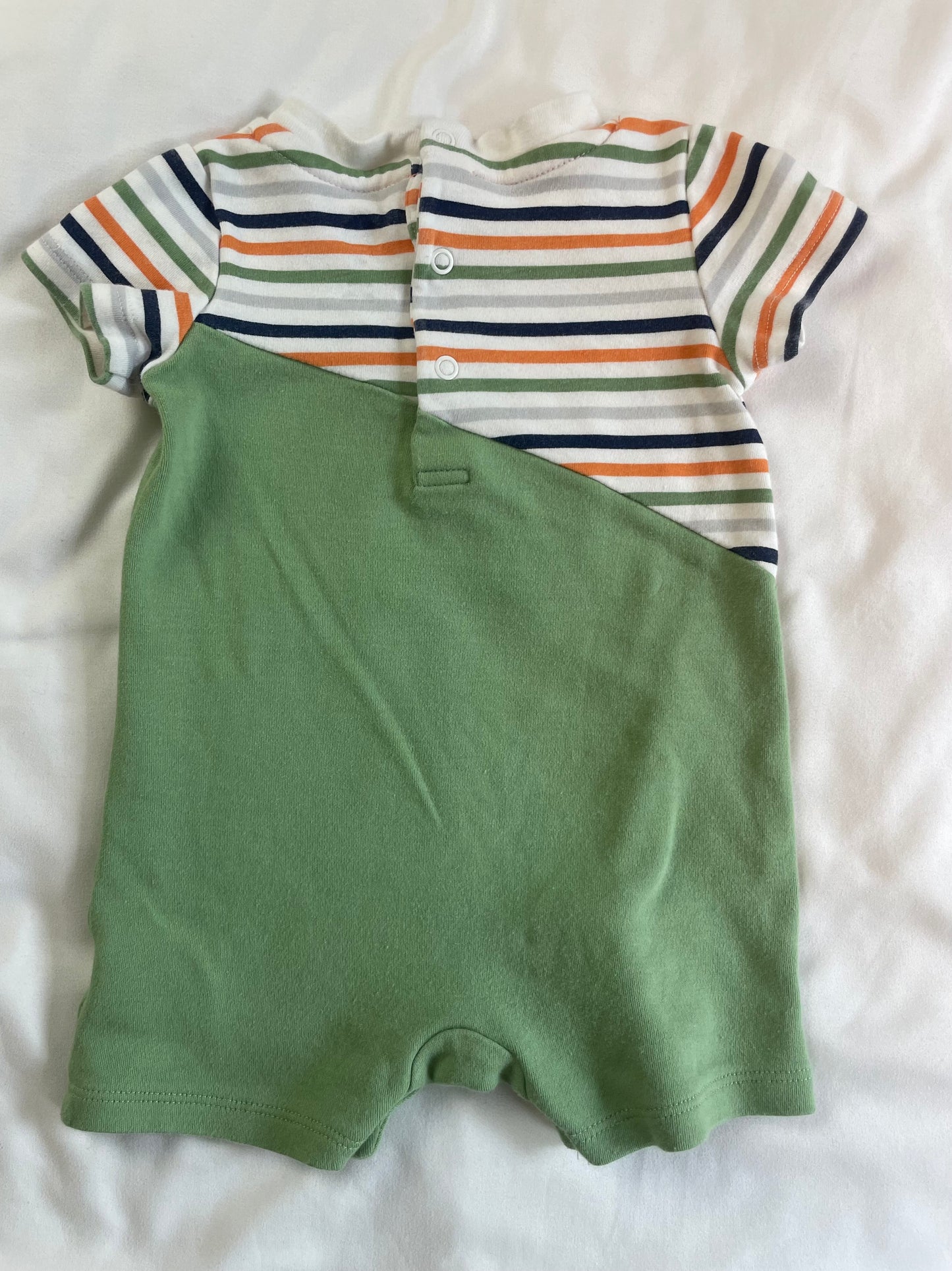 2-pack Dino and Striped Rompers {Size 6mo}