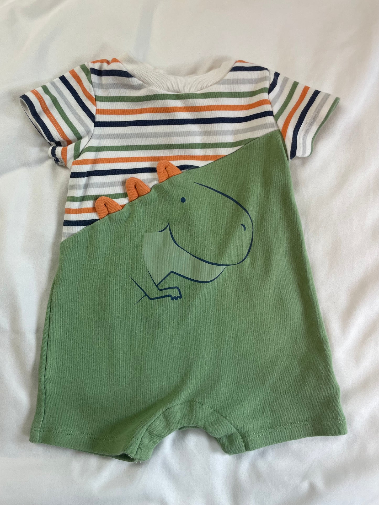 2-pack Dino and Striped Rompers {Size 6mo}