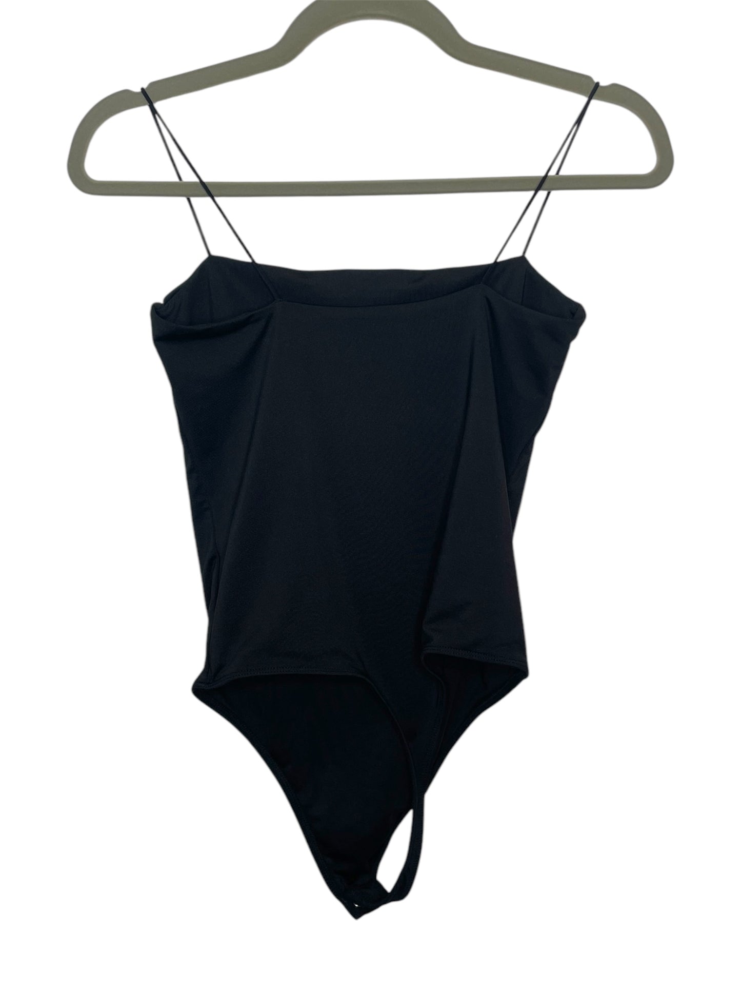 Sleek Black Spaghetti Strap Bodysuit {M}