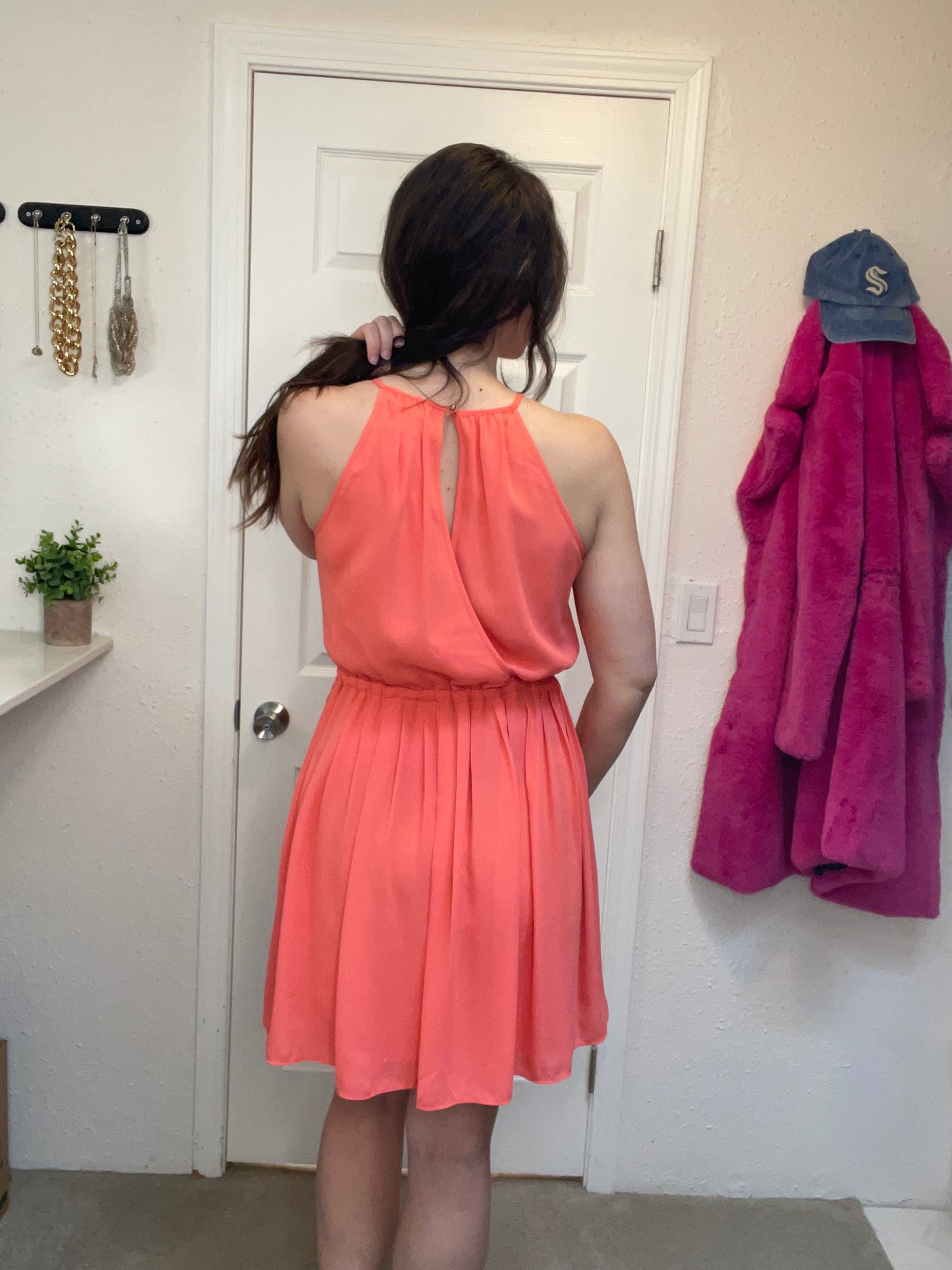 Banana Republic Coral Cinch-Waist Sleeveless Dress (WITH POCKETS!) {Size 2}