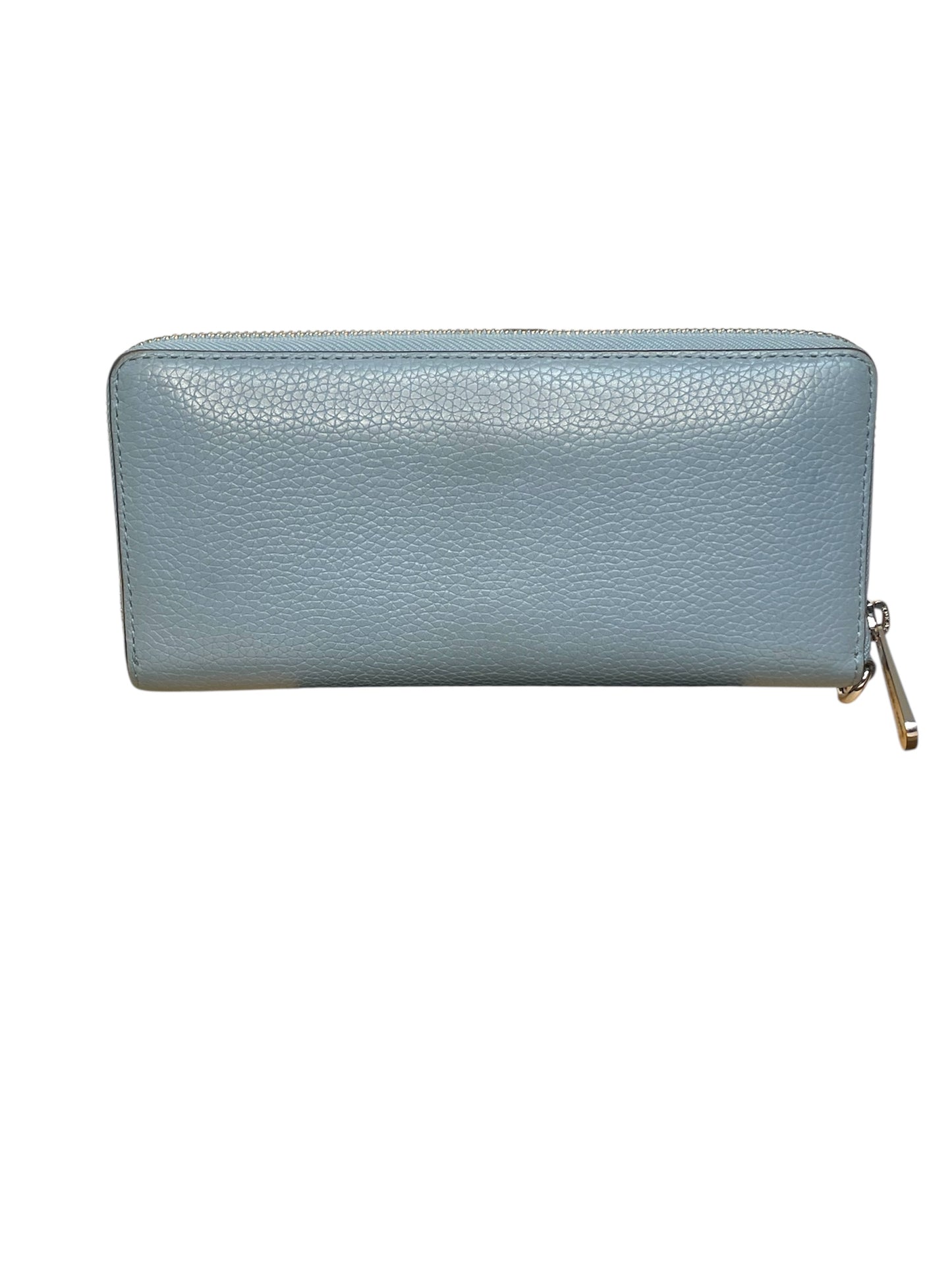 Michael Kors Light Blue Pebbled Leather Jet Set Continental Wallet/Wristlet