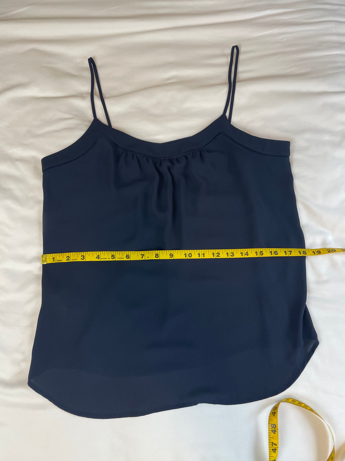 LOFT Navy Embroidered Woven Tank {M}