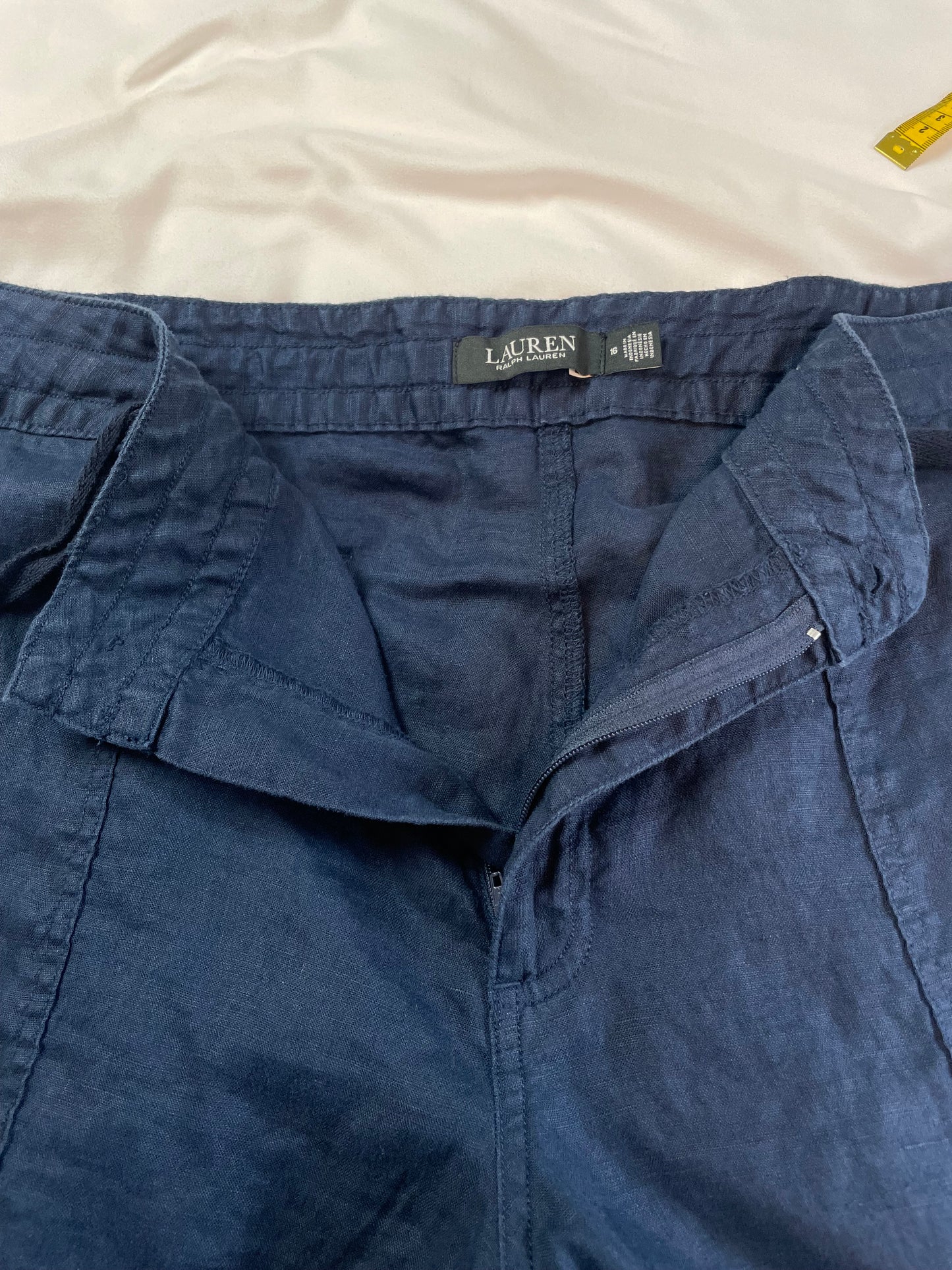 Ralph Lauren Navy Wide Leg Linen Pants {Size 16}