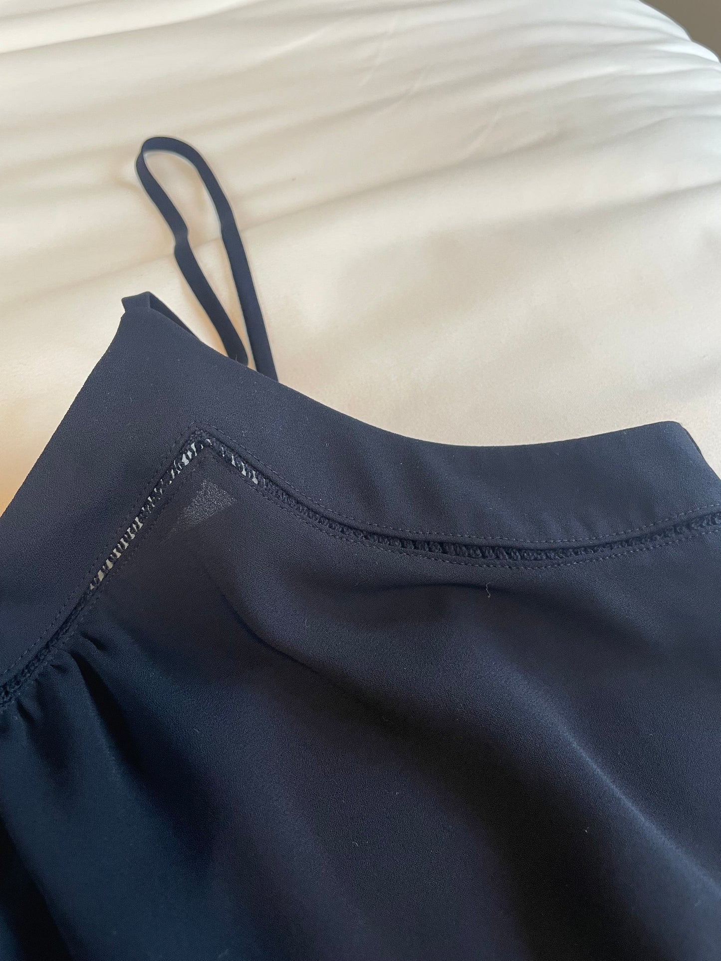 LOFT Navy Embroidered Woven Tank {M}
