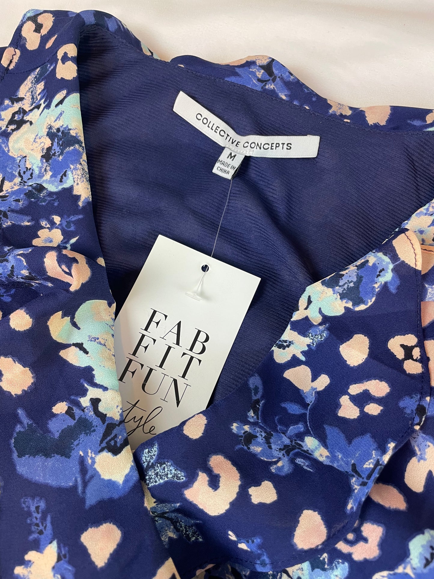 NWT Navy Floral Wrap Dress with Flutter Sleeves {M}
